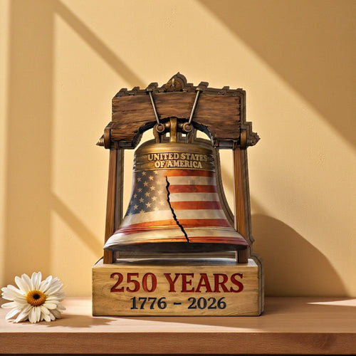 Liberty Bell 250 Years Anniversary Wooden Block Sign, Patriotic Decor, Independence Anniversary Wood Sign, USA Heritage Shelf Decor