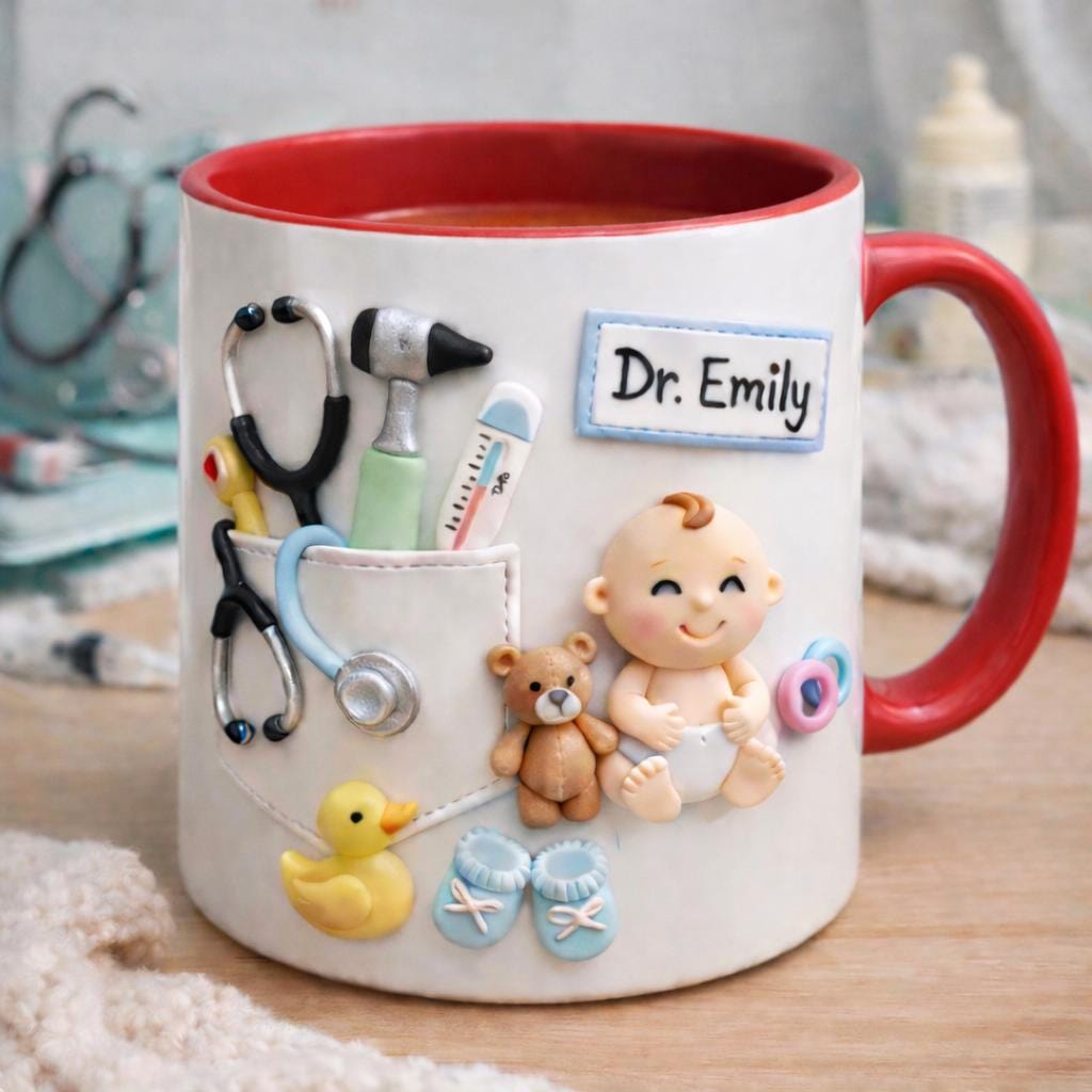 Personalized Pediatrician Mug, Cute Baby Doctor Coffee Cup, Custom Name Pediatric Doctor Gift, Pediatrician Appreciation