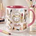 Personalized Makeup Mug, Custom Name Beauty Coffee Mug, Glam Makeup Cup, Beauty Lover Gift, Cosmetic Themed Mug