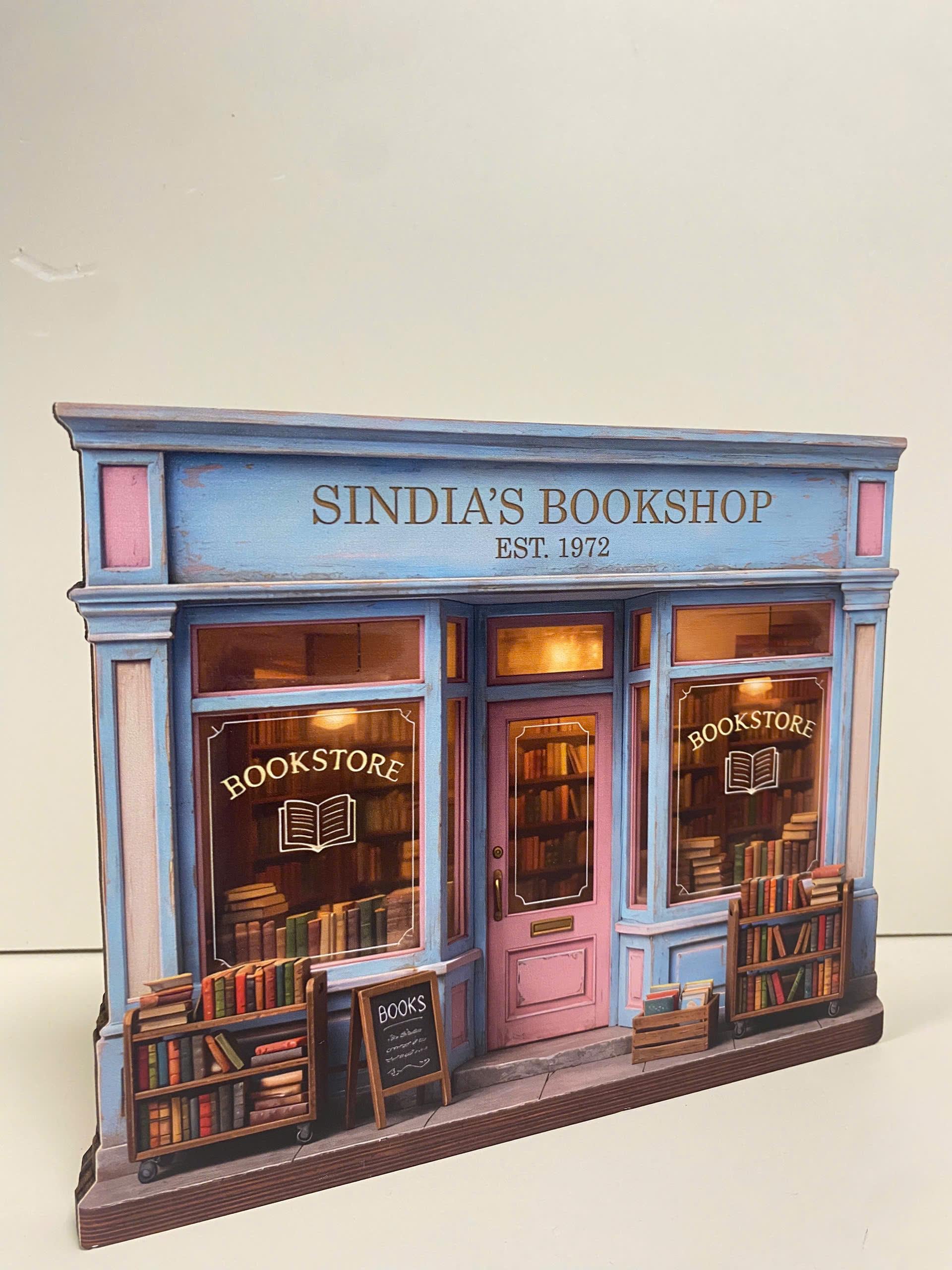 Personalized Bookshop Wooden Block Set, Custom Bookshelf Decor
