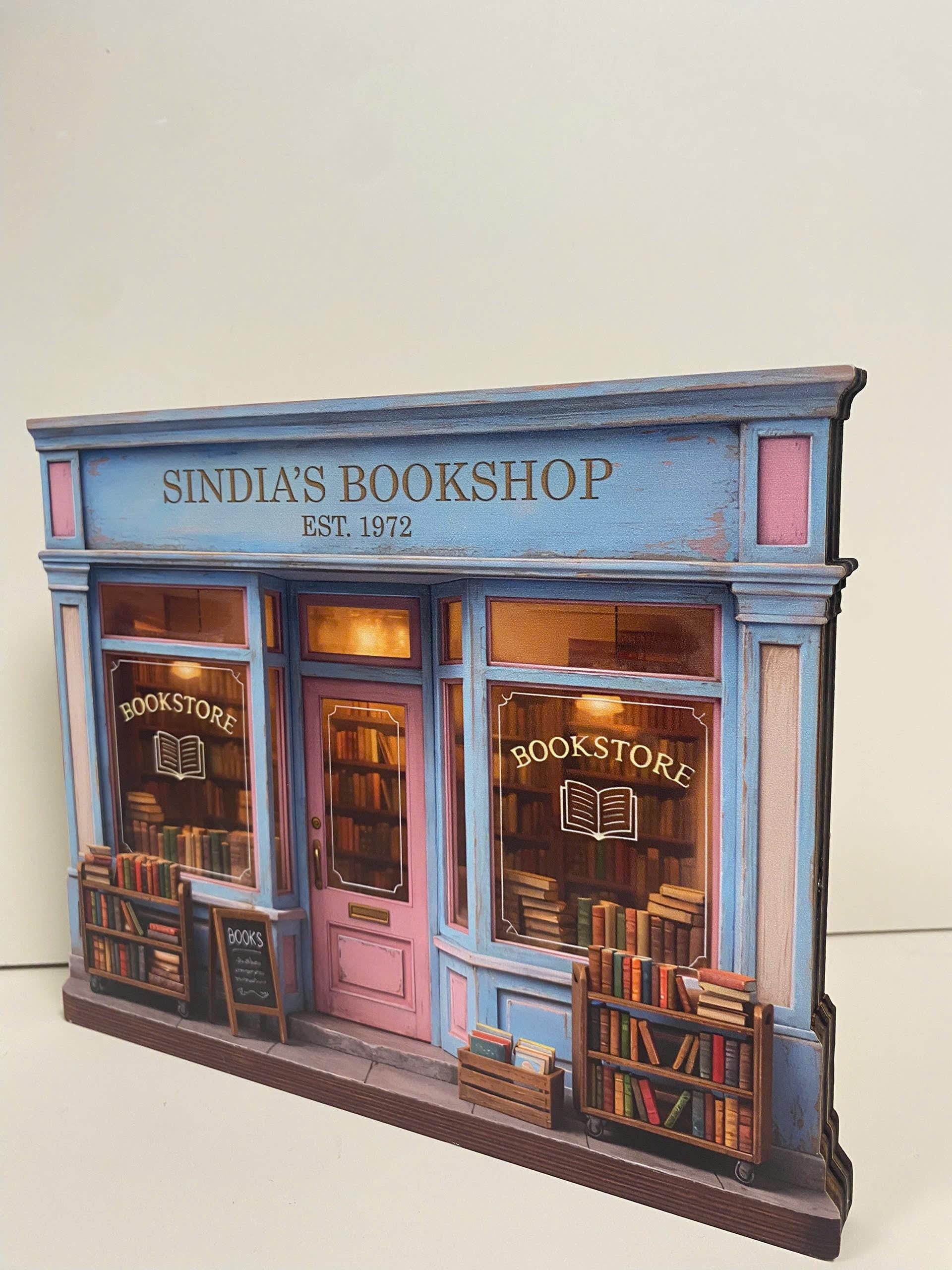 Personalized Bookshop Wooden Block Set, Custom Bookshelf Decor