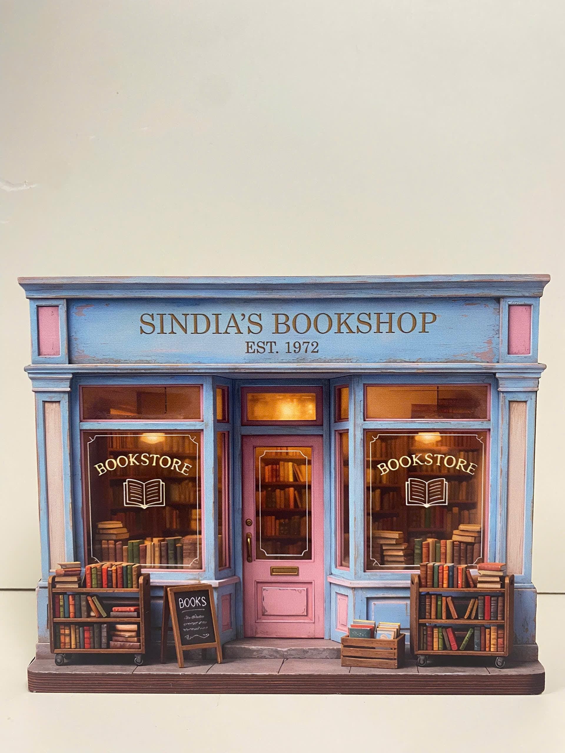 Personalized Bookshop Wooden Block Set, Custom Bookshelf Decor