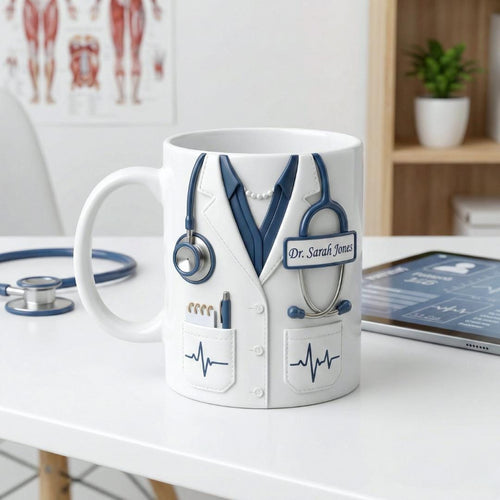 Custom Name Doctor Accent Mug, Medical Coffee Cup, Doctor Appreciation Gift, Doctor Graduation Gift, Personalized Nurse & Physician Mug