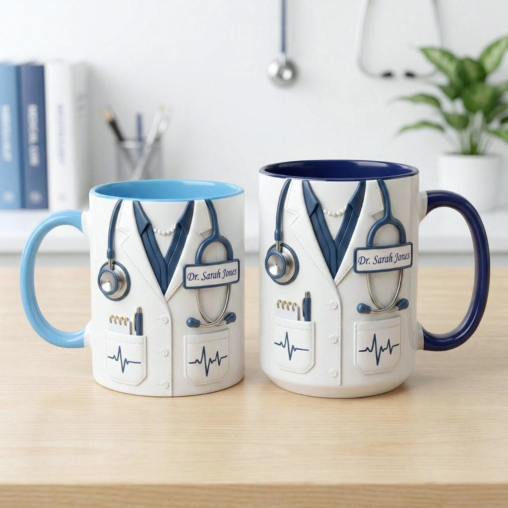 Custom Name Doctor Accent Mug, Medical Coffee Cup, Doctor Appreciation Gift, Doctor Graduation Gift, Personalized Nurse & Physician Mug