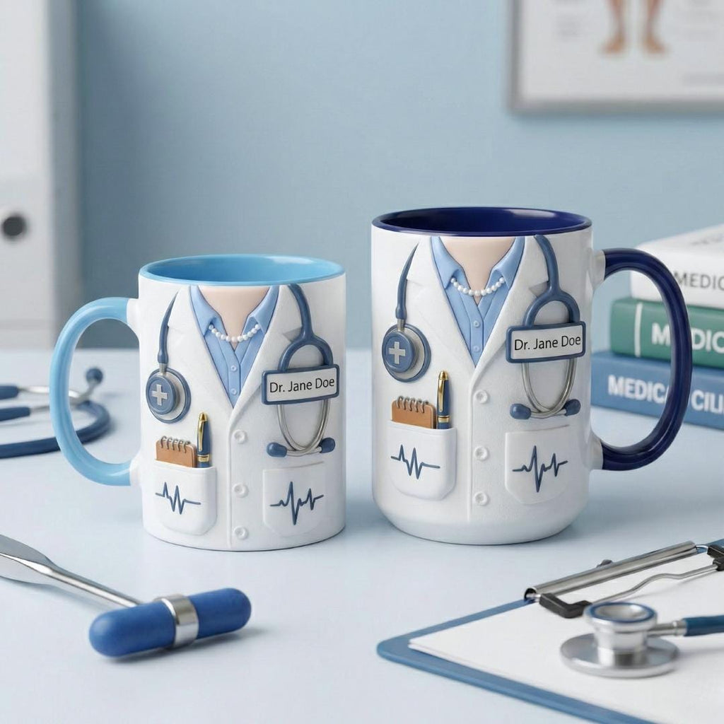 Custom Name Doctor Accent Mug, Medical Coffee Cup, Doctor Appreciation Gift, Doctor Graduation Gift, Personalized Nurse & Physician Mug