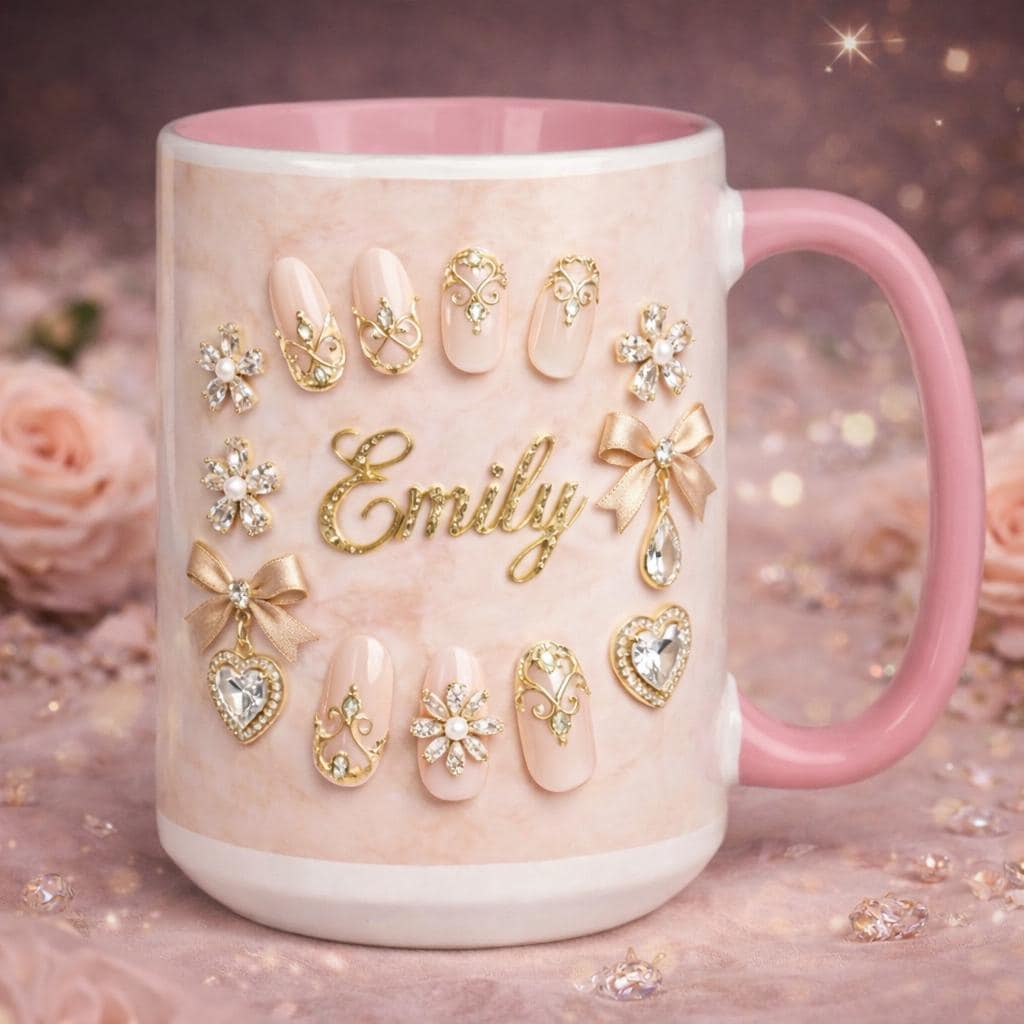 Luxury Nail Tech Mug Personalized Name, Nail Artist Gift, 3D Nail Art Coffee Mug, Manicurist Gift, Beauty Salon Mug