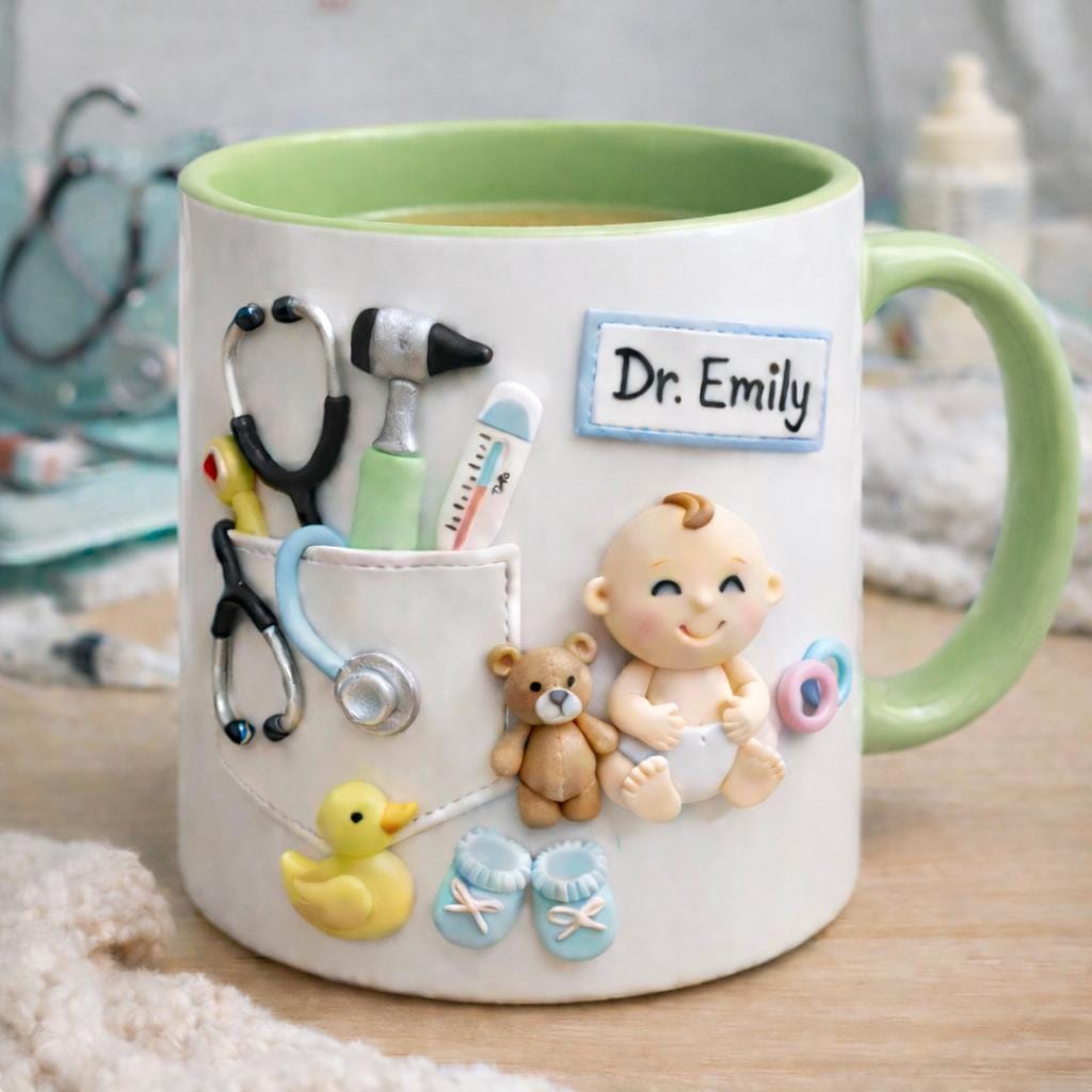 Personalized Pediatrician Mug, Cute Baby Doctor Coffee Cup, Custom Name Pediatric Doctor Gift, Pediatrician Appreciation
