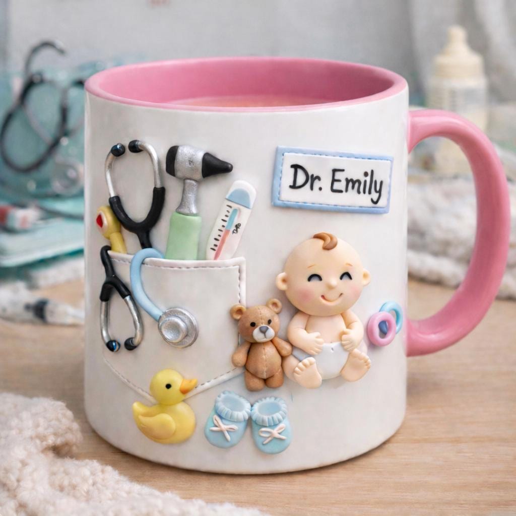 Personalized Pediatrician Mug, Cute Baby Doctor Coffee Cup, Custom Name Pediatric Doctor Gift, Pediatrician Appreciation