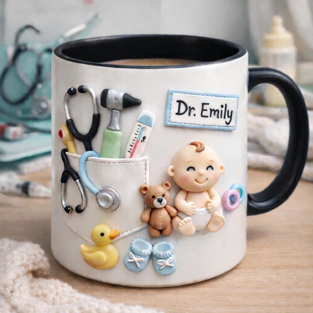 Personalized Pediatrician Mug, Cute Baby Doctor Coffee Cup, Custom Name Pediatric Doctor Gift, Pediatrician Appreciation