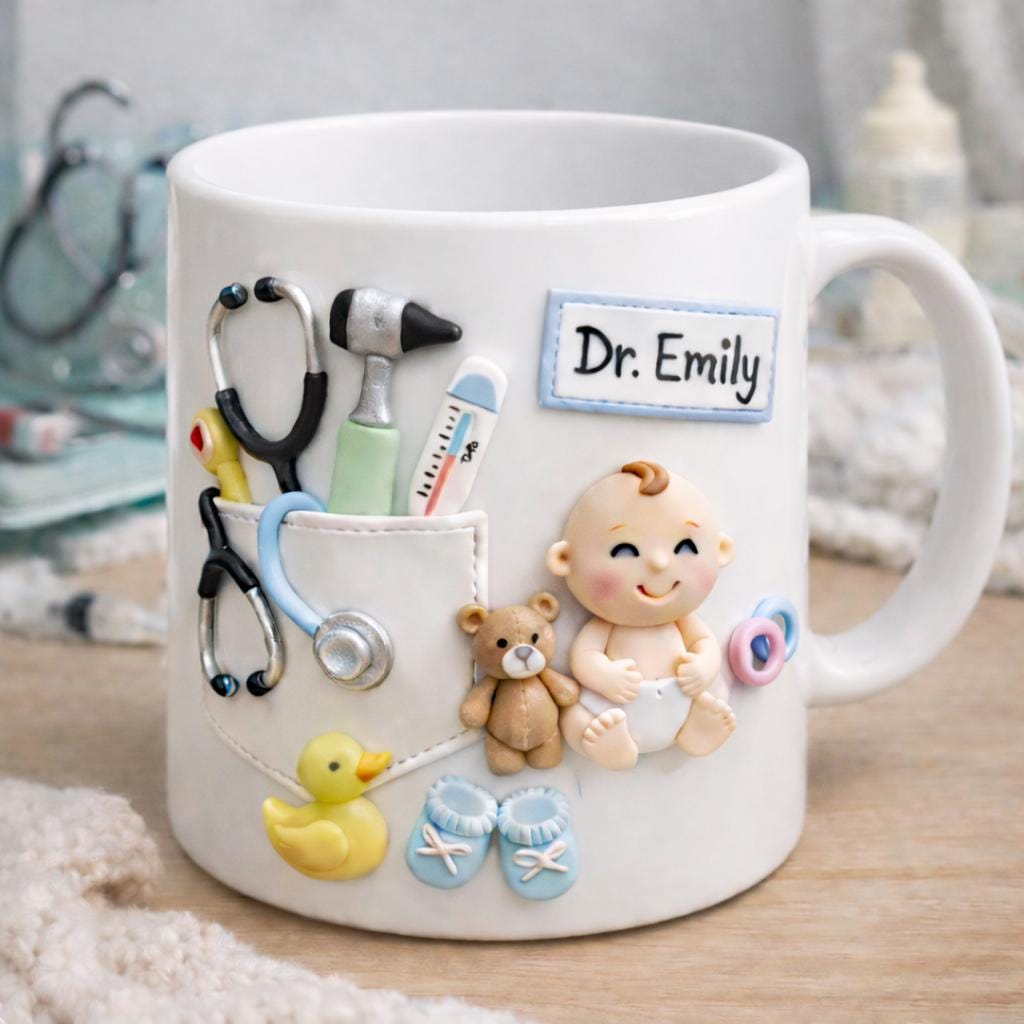 Personalized Pediatrician Mug, Cute Baby Doctor Coffee Cup, Custom Name Pediatric Doctor Gift, Pediatrician Appreciation