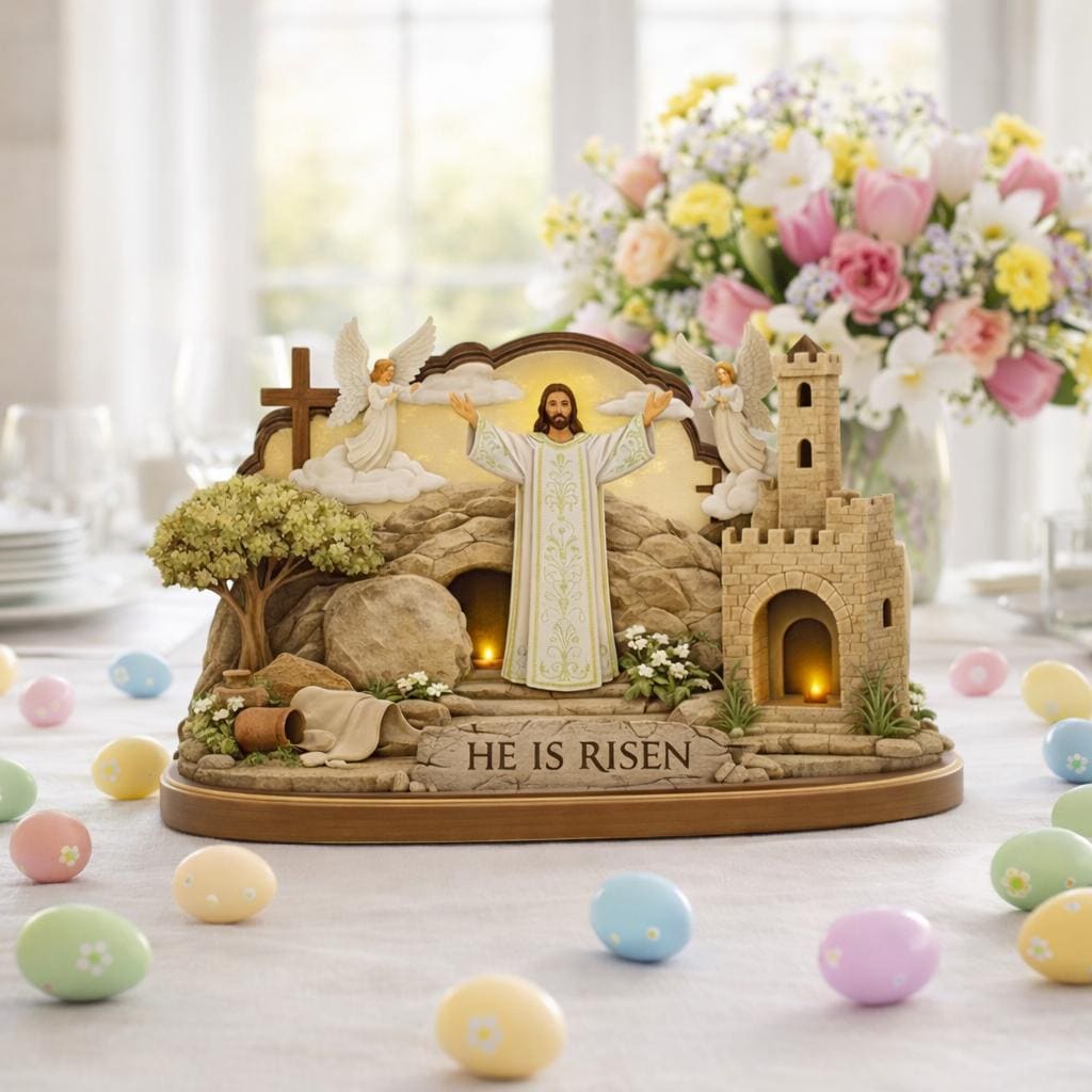 Easter Resurrection Wooden Sign, 2D Flat Empty Tomb Display, Religious Tabletop Decor, He Is Risen Christian Art, Easter Keepsake for Home
