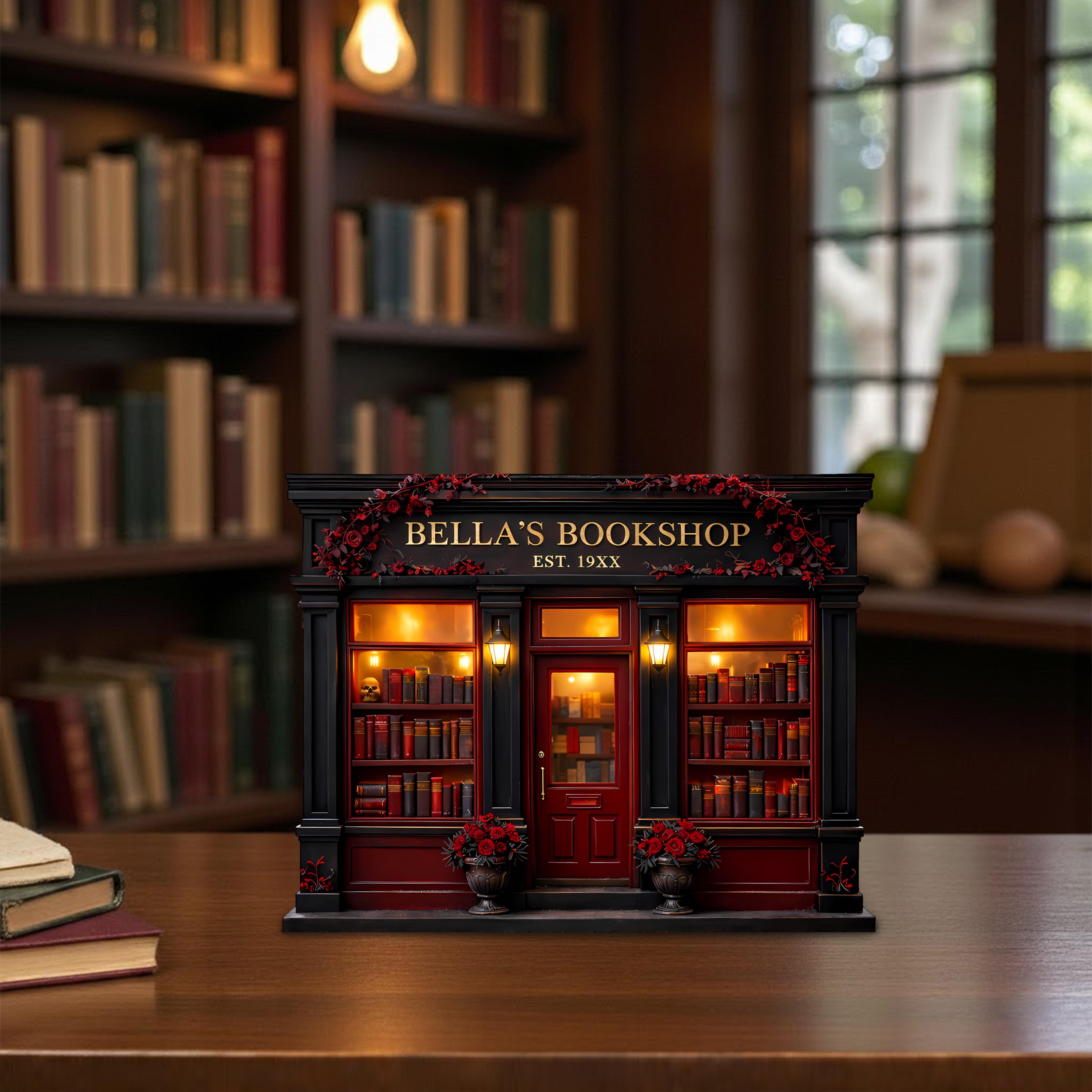 Personalized Wooden Bookshop Block, Dark Romance Bookshelf Decor, Reading Nook Shelf Sitter