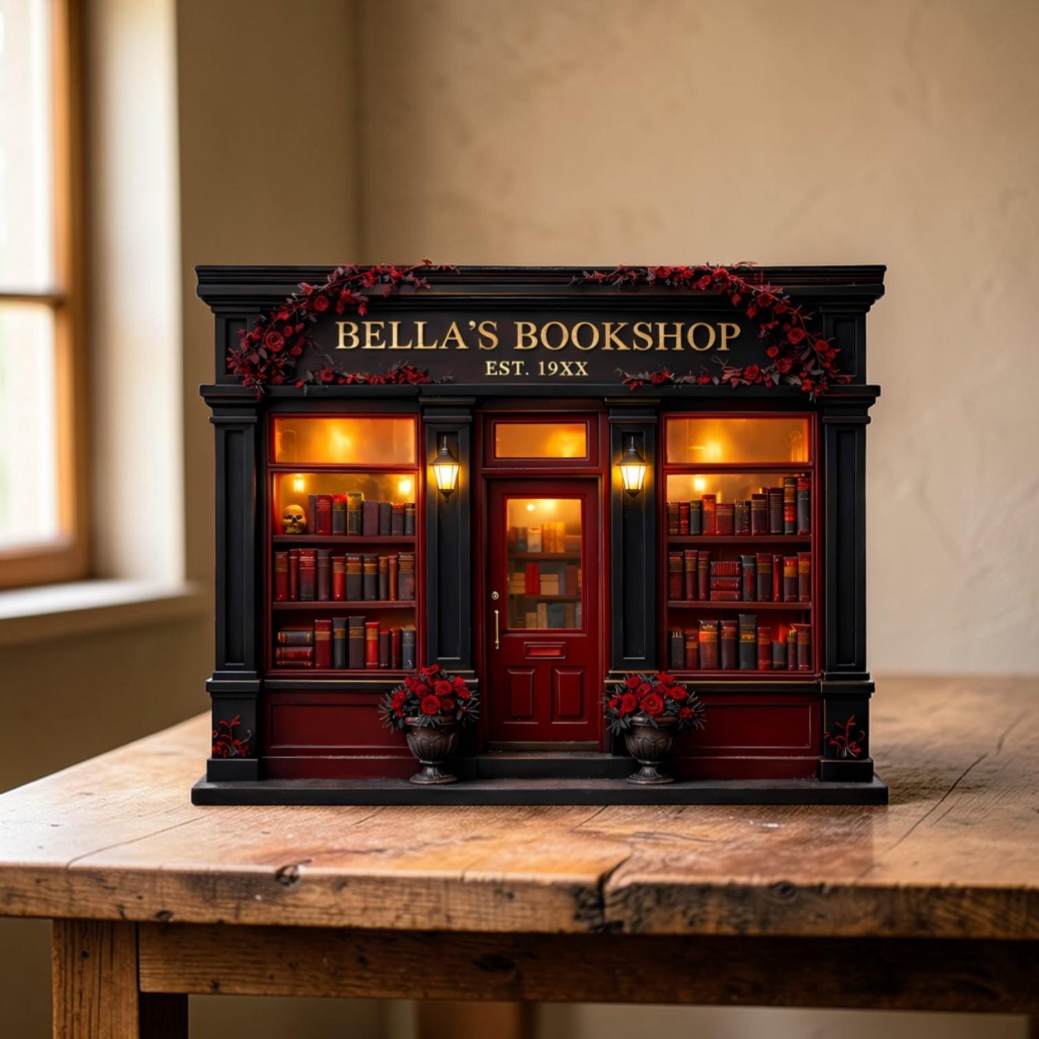 Personalized Wooden Bookshop Block, Dark Romance Bookshelf Decor, Reading Nook Shelf Sitter
