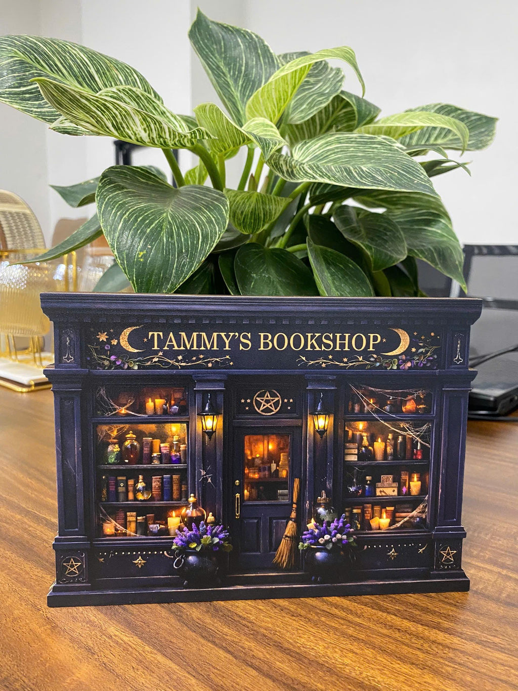 Witchy Bookshop Wooden Block Sign, Witchy Book Store Decor, Dark Academia Shelf Decor, Fantasy Book Lover Gift, Mini Storefront Art