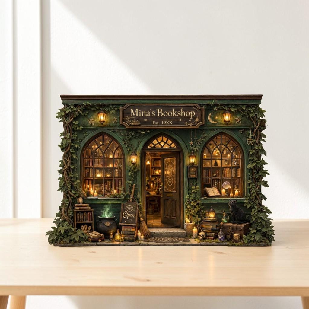 Witchy Bookshop Wooden Block Sign, Bookshelf Decor, Witchy Book Store Decor, Dark Academia Shelf Decor, Fantasy Book Lover Gift,