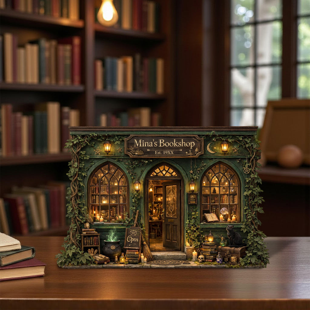 Witchy Bookshop Wooden Block Sign, Bookshelf Decor, Witchy Book Store Decor, Dark Academia Shelf Decor, Fantasy Book Lover Gift,