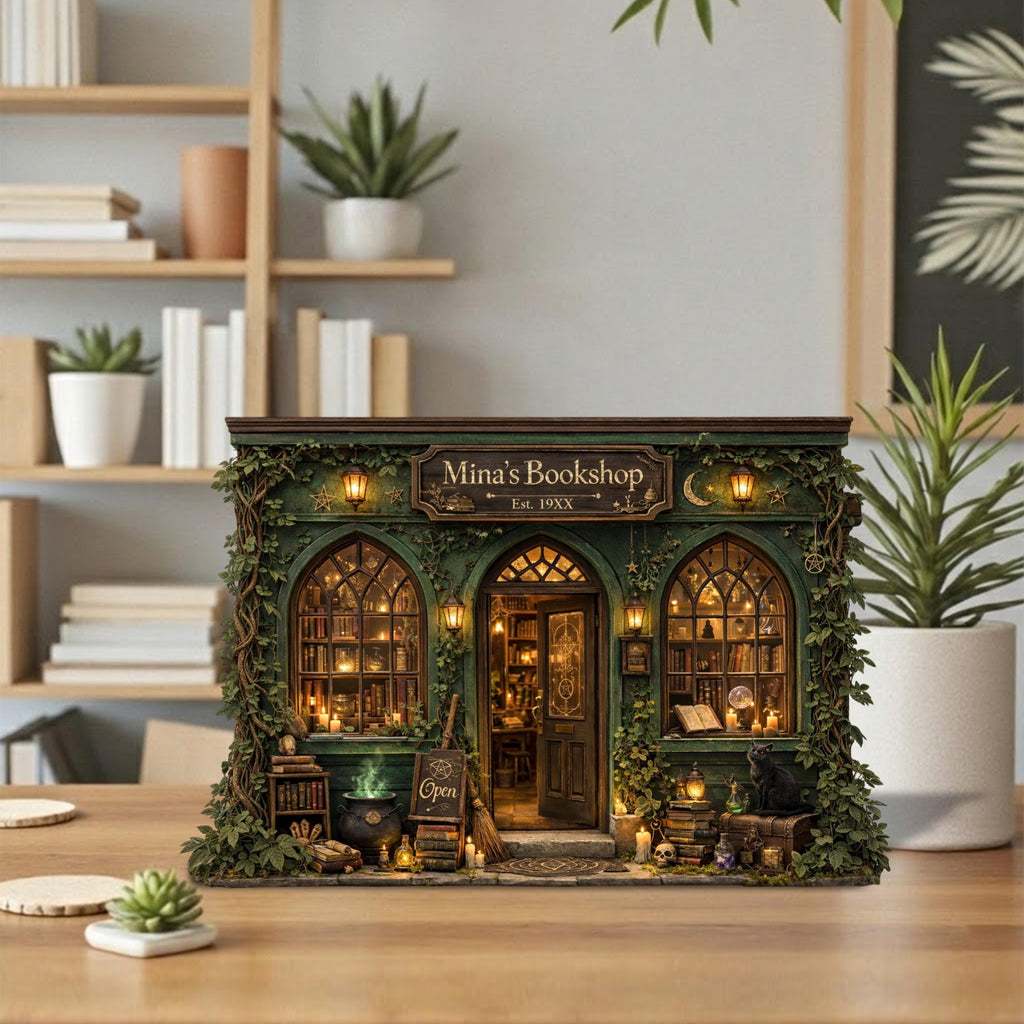 Witchy Bookshop Wooden Block Sign, Bookshelf Decor, Witchy Book Store Decor, Dark Academia Shelf Decor, Fantasy Book Lover Gift,