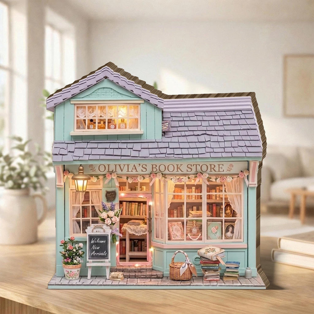 Personalized Bookshop Wooden Block, Custom Bookshelf Decor