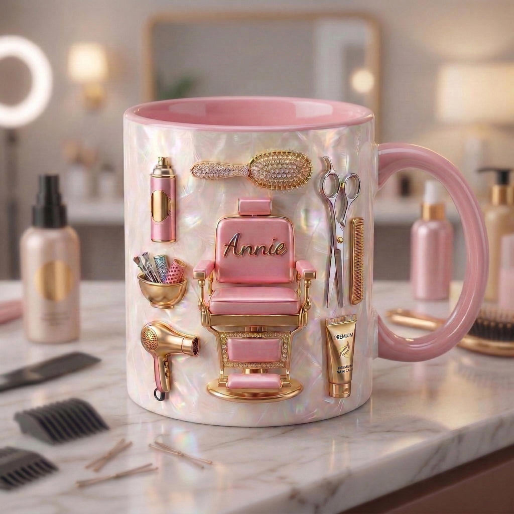 Hairstylist Mug 3D, Faux 3D Effect Mug, Hairdresser Coffee Cup, Personalized Salon Gift