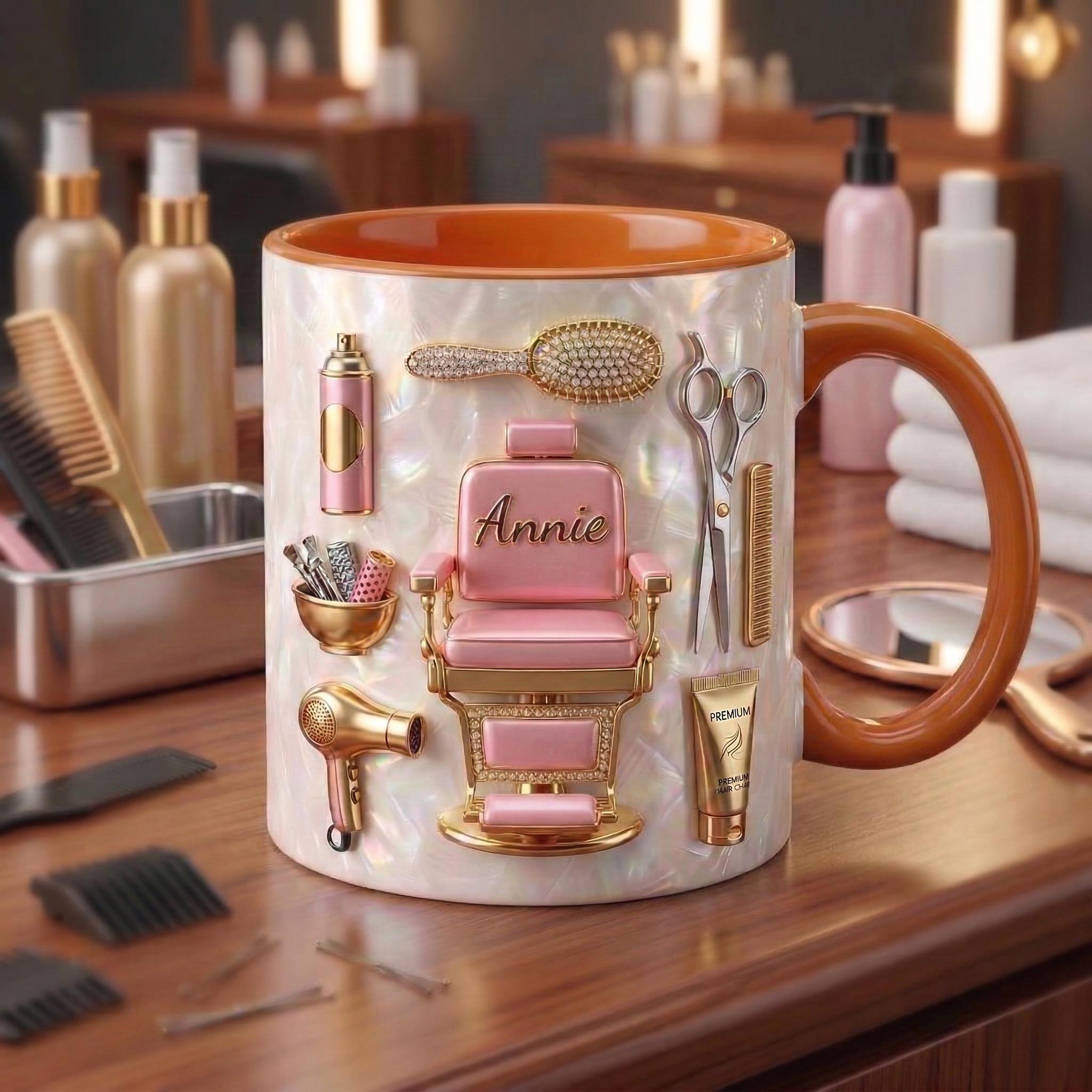 Hairstylist Mug 3D, Faux 3D Effect Mug, Hairdresser Coffee Cup, Personalized Salon Gift