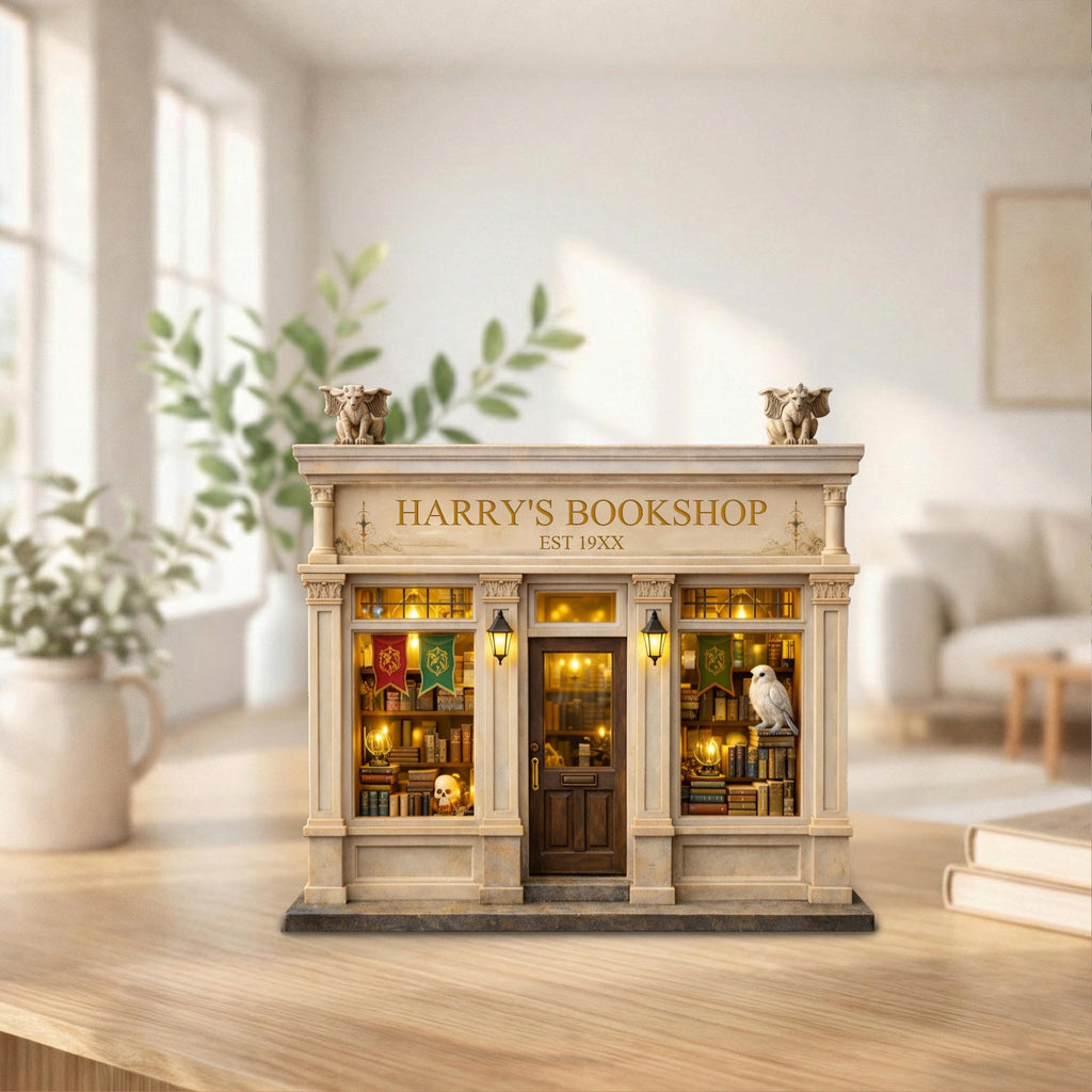 Personalized Magical Bookshop 2D Flat Wooden Block, Fantasy Wooden Library Sign, Book Lovers Gift, Witchy Bookshelf Decor