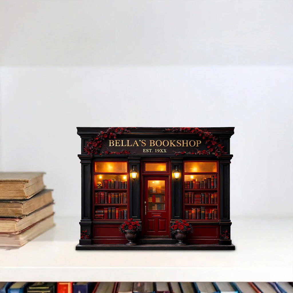 Personalized Wooden Bookshop Block, Dark Romance Bookshelf Decor, Reading Nook Shelf Sitter