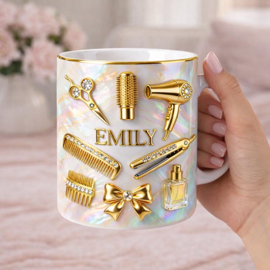 Personalized Hairstylist Mug, Custom Name Hair Stylist Coffee Cup, Salon Gift for Hairdresser, Beauty Lover Mug