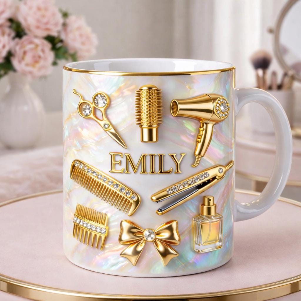Personalized Hairstylist Mug, Custom Name Hair Stylist Coffee Cup, Salon Gift for Hairdresser, Beauty Lover Mug