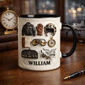 Personalized Pilot Mug, Custom Aviator Name Coffee Cup, Vintage Airplane Gift for Him