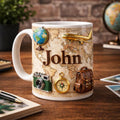 Personalized Easter Jesus Mug, Sacred Heart Christian Coffee Cup, Custom Name Religious Gift for Her, Catholic Easter Lily Mug