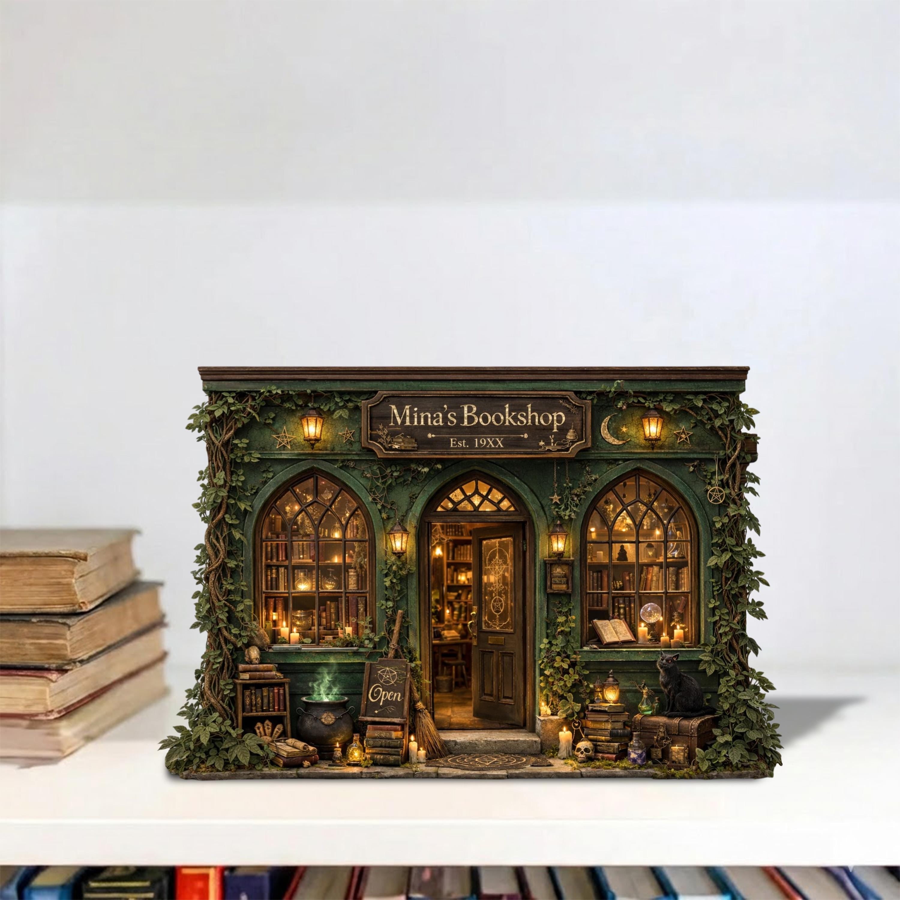 Witchy Bookshop Wooden Block Sign, Bookshelf Decor, Witchy Book Store Decor, Dark Academia Shelf Decor, Fantasy Book Lover Gift,