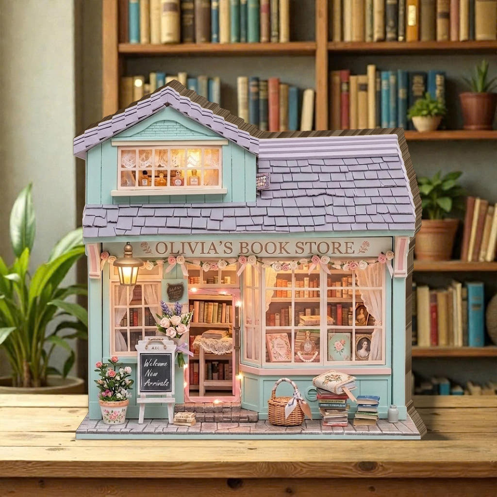 Personalized Bookshop Wooden Block, Custom Bookshelf Decor