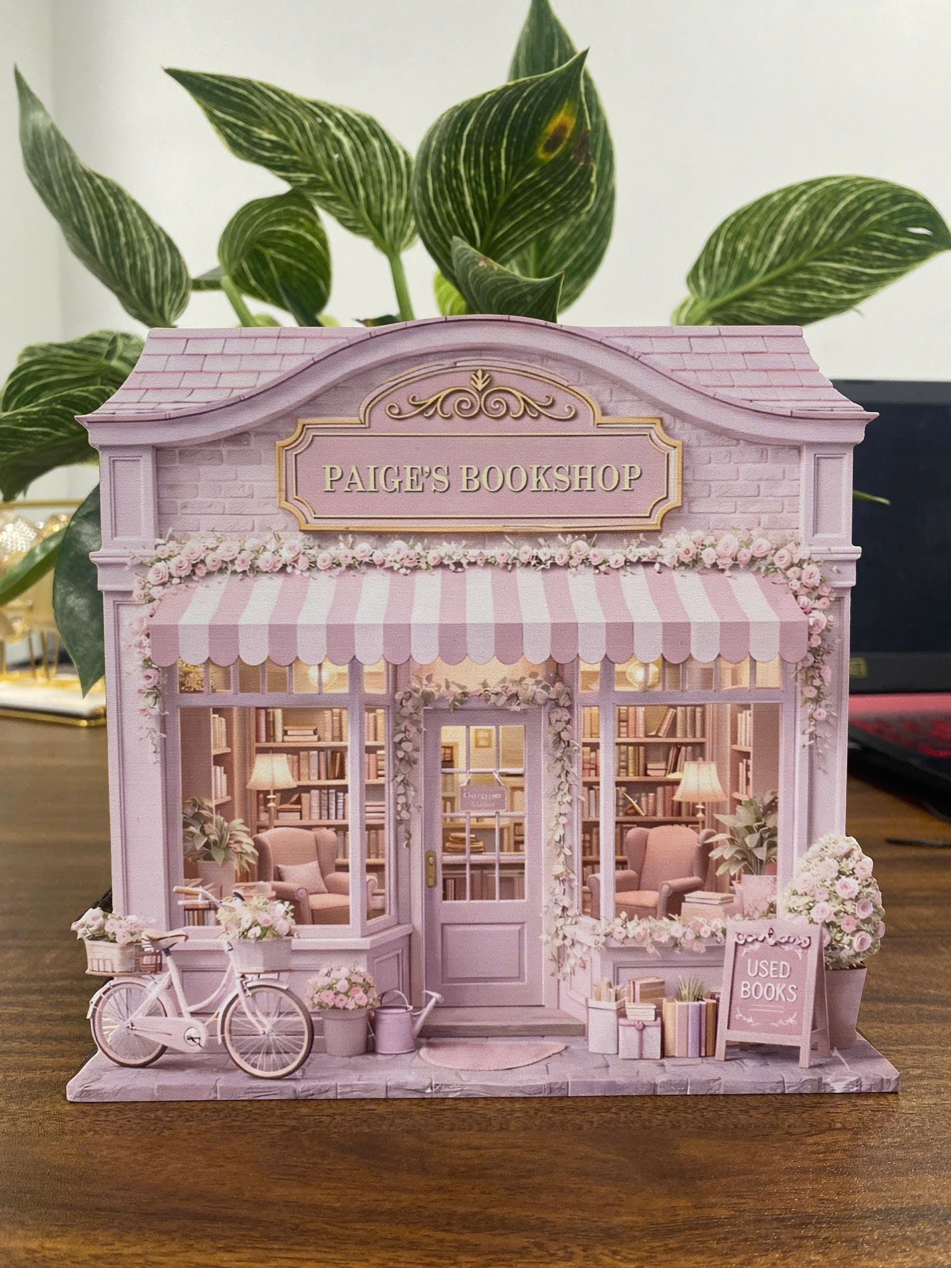 Personalized Wooden Block Sign, Bookshelf Decor, Romantic Bookstore Decor, Cottagecore Shelf Art