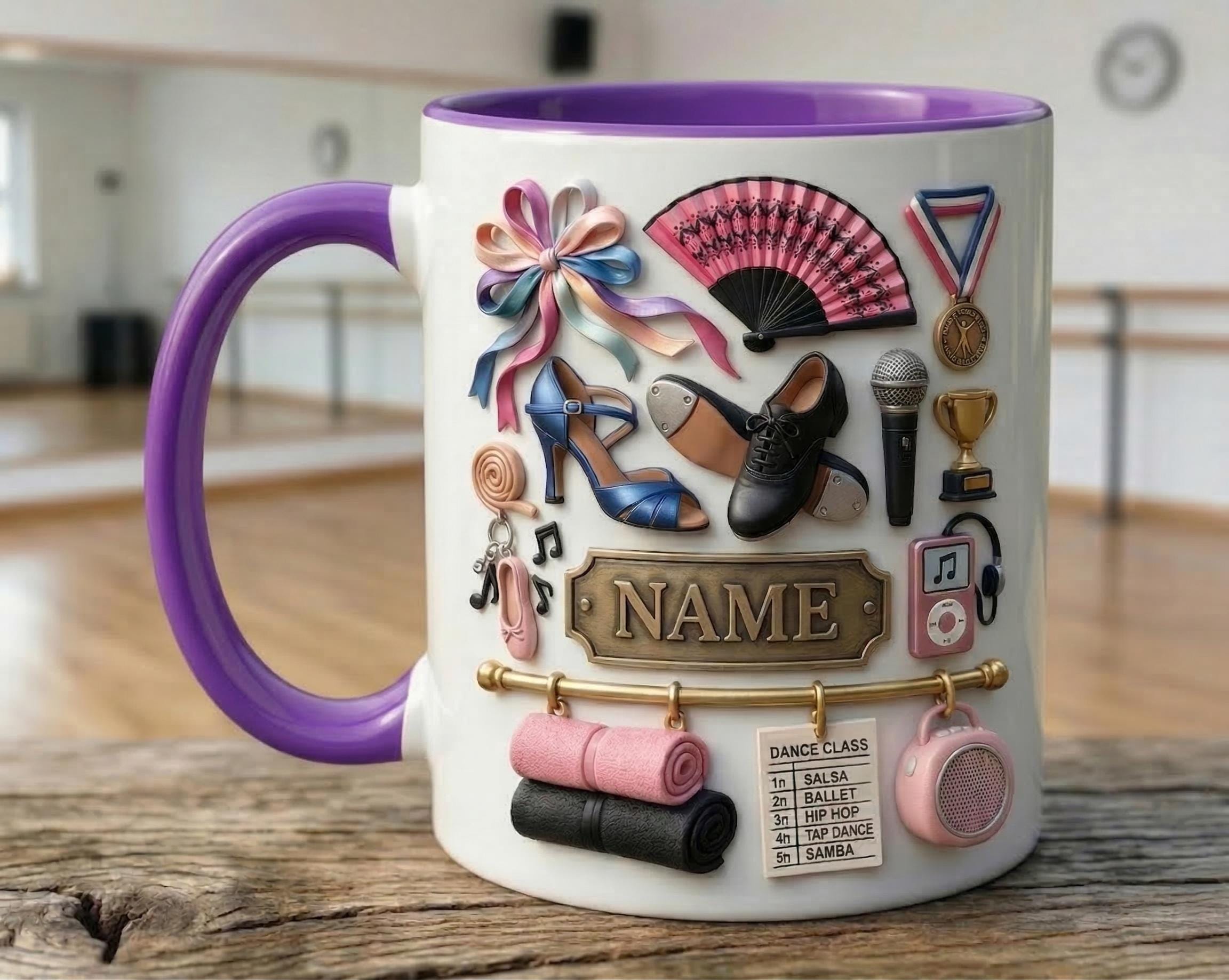 Dance Mug 3D, Faux 3D Ceramic Coffee Cup, Dancer Studio Gift