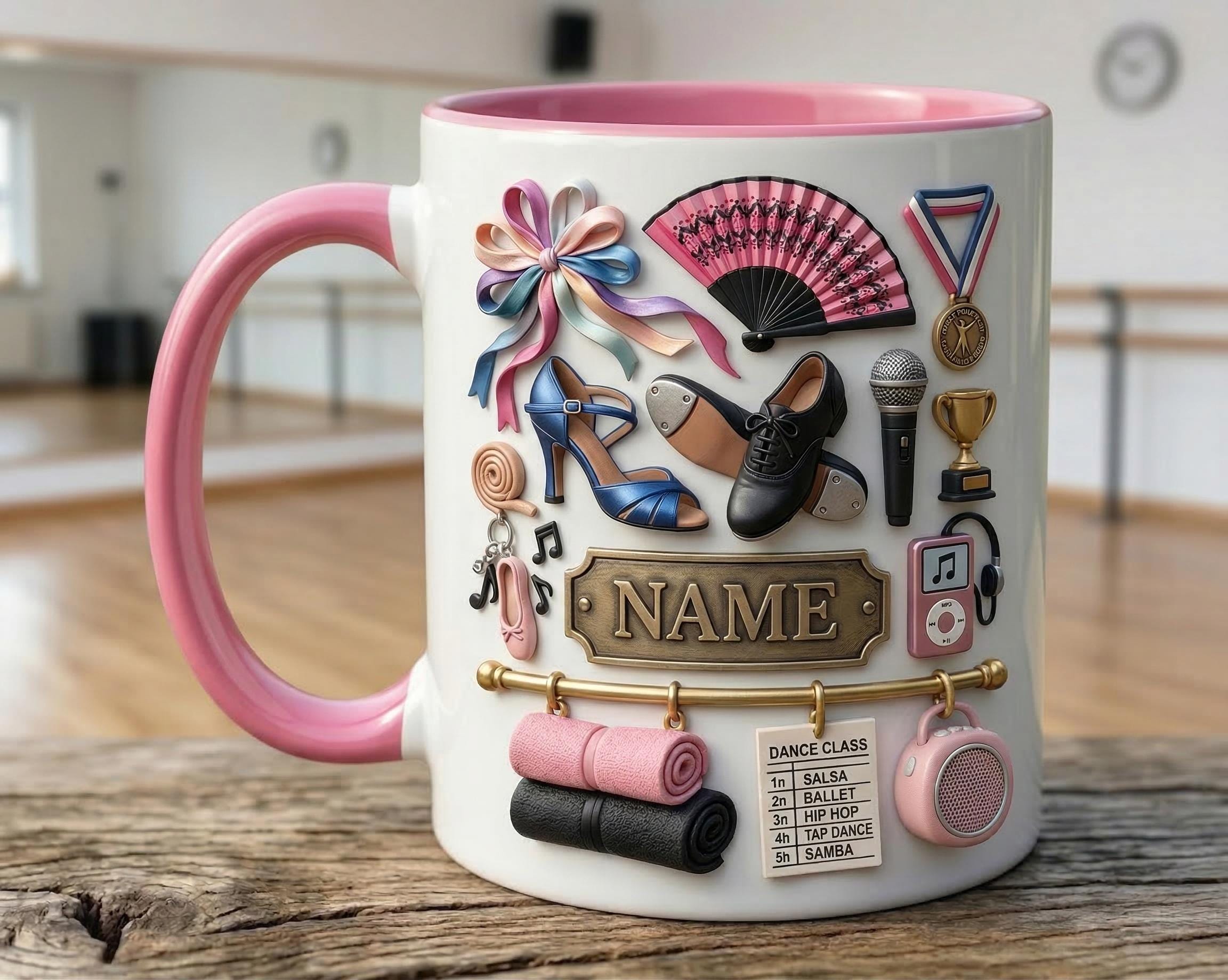 Dance Mug 3D, Faux 3D Ceramic Coffee Cup, Dancer Studio Gift