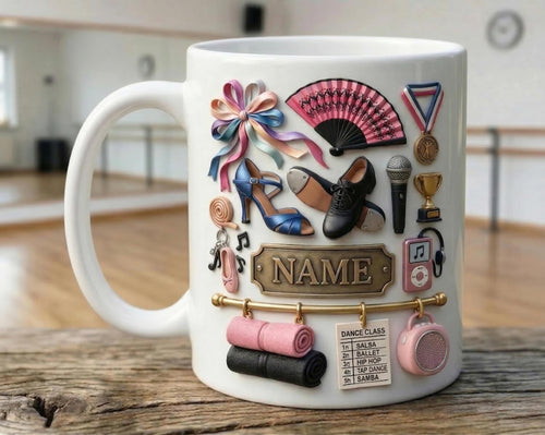 Dance Mug 3D, Faux 3D Ceramic Coffee Cup, Dancer Studio Gift