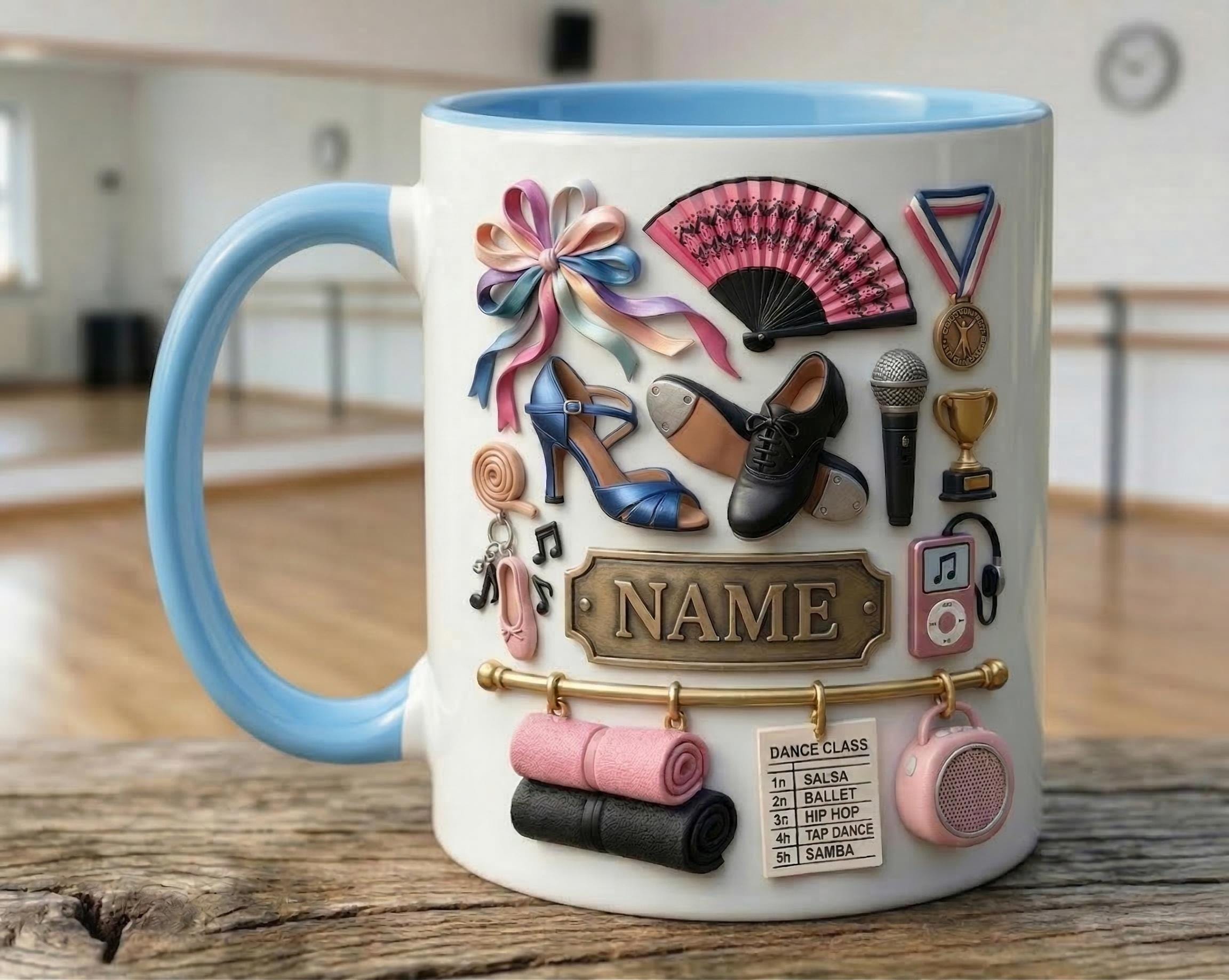 Dance Mug 3D, Faux 3D Ceramic Coffee Cup, Dancer Studio Gift