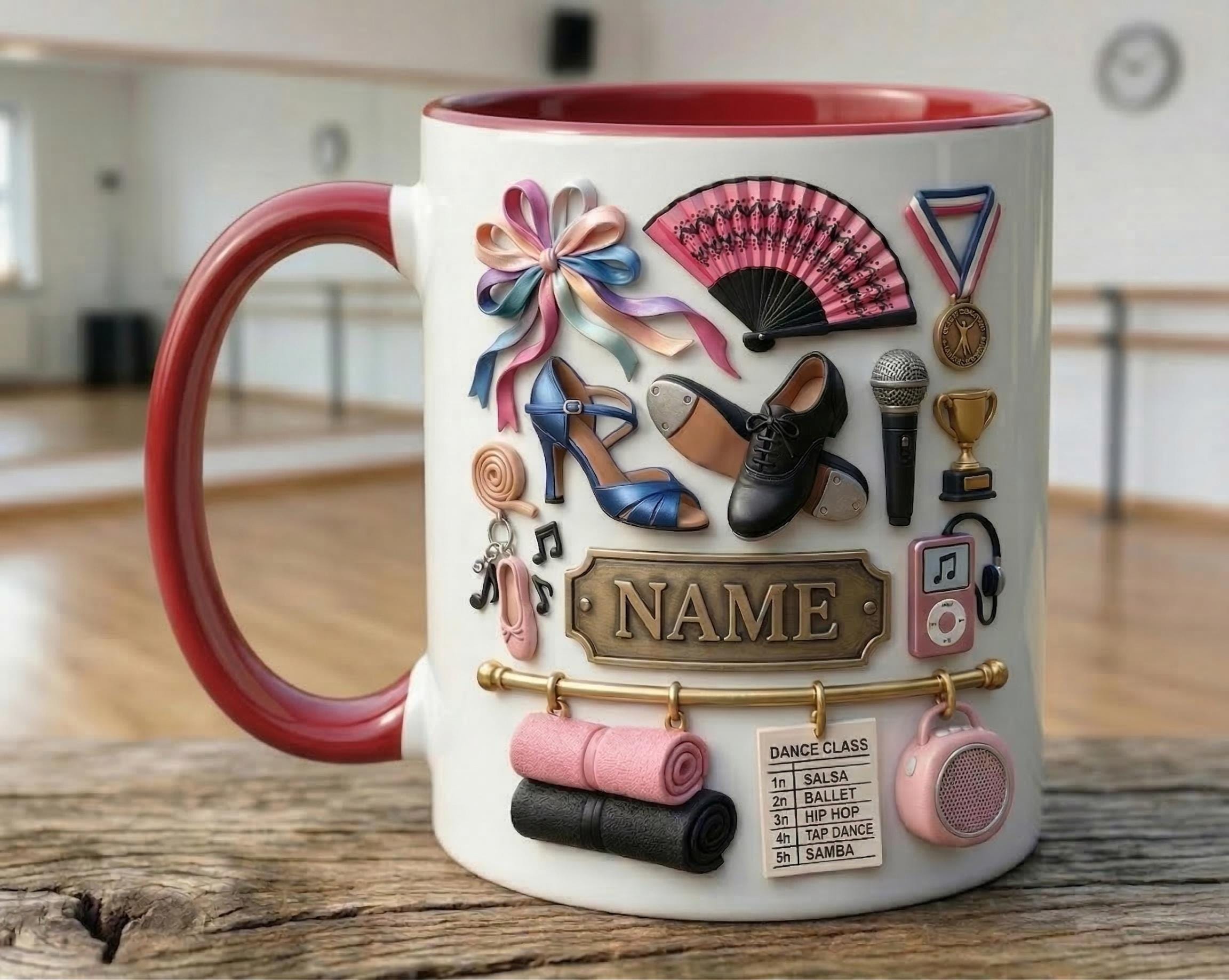 Dance Mug 3D, Faux 3D Ceramic Coffee Cup, Dancer Studio Gift
