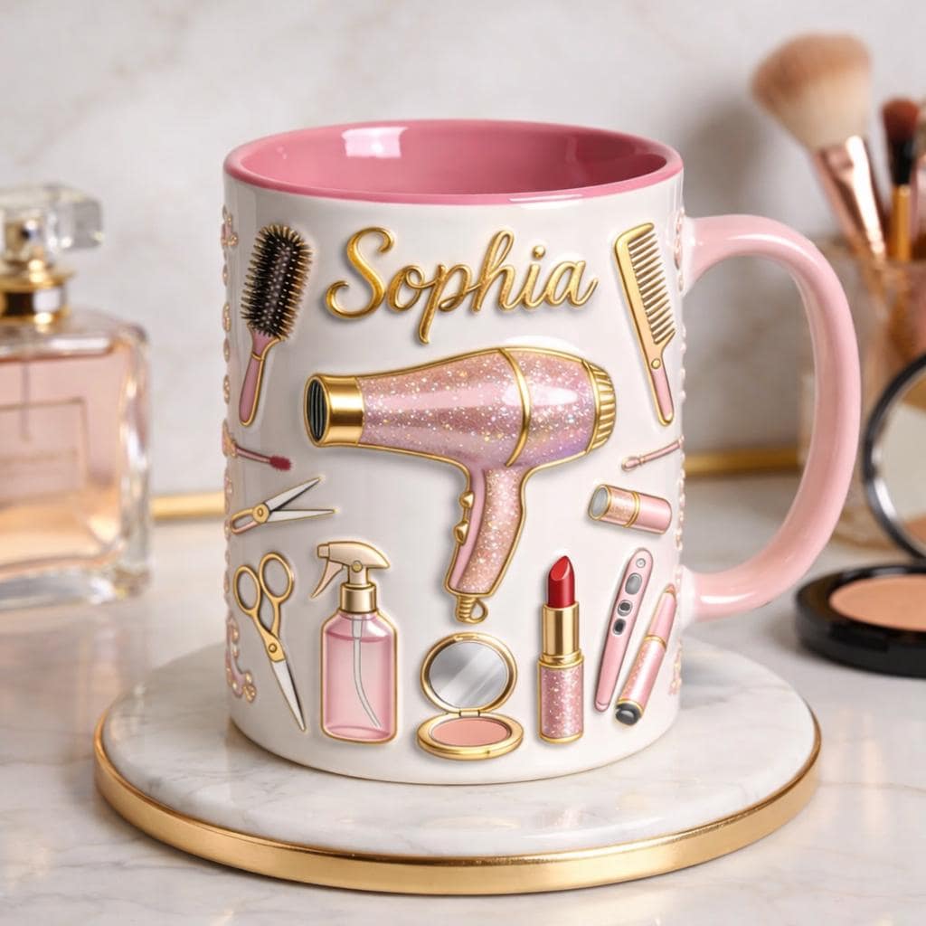 Personalized Hair Stylist Mug, Custom Name Beauty Coffee Cup, Hairdresser Gift for Her, Salon Lover Gift