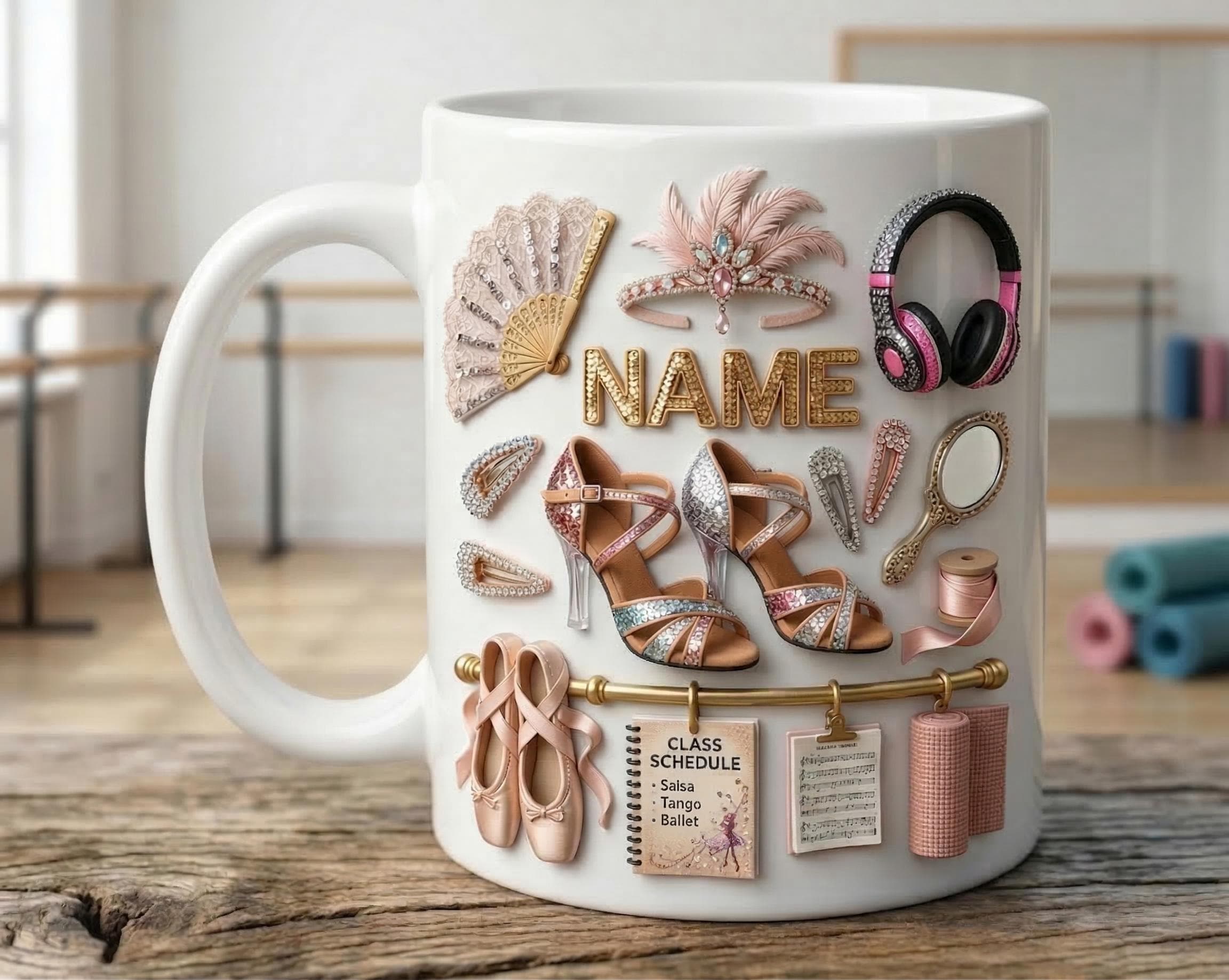 Dance Classes Mug 3D, Dance Teacher Gift, Faux 3D Mug, Dancer Mug, Studio Life Coffee Cup, Cute Gift