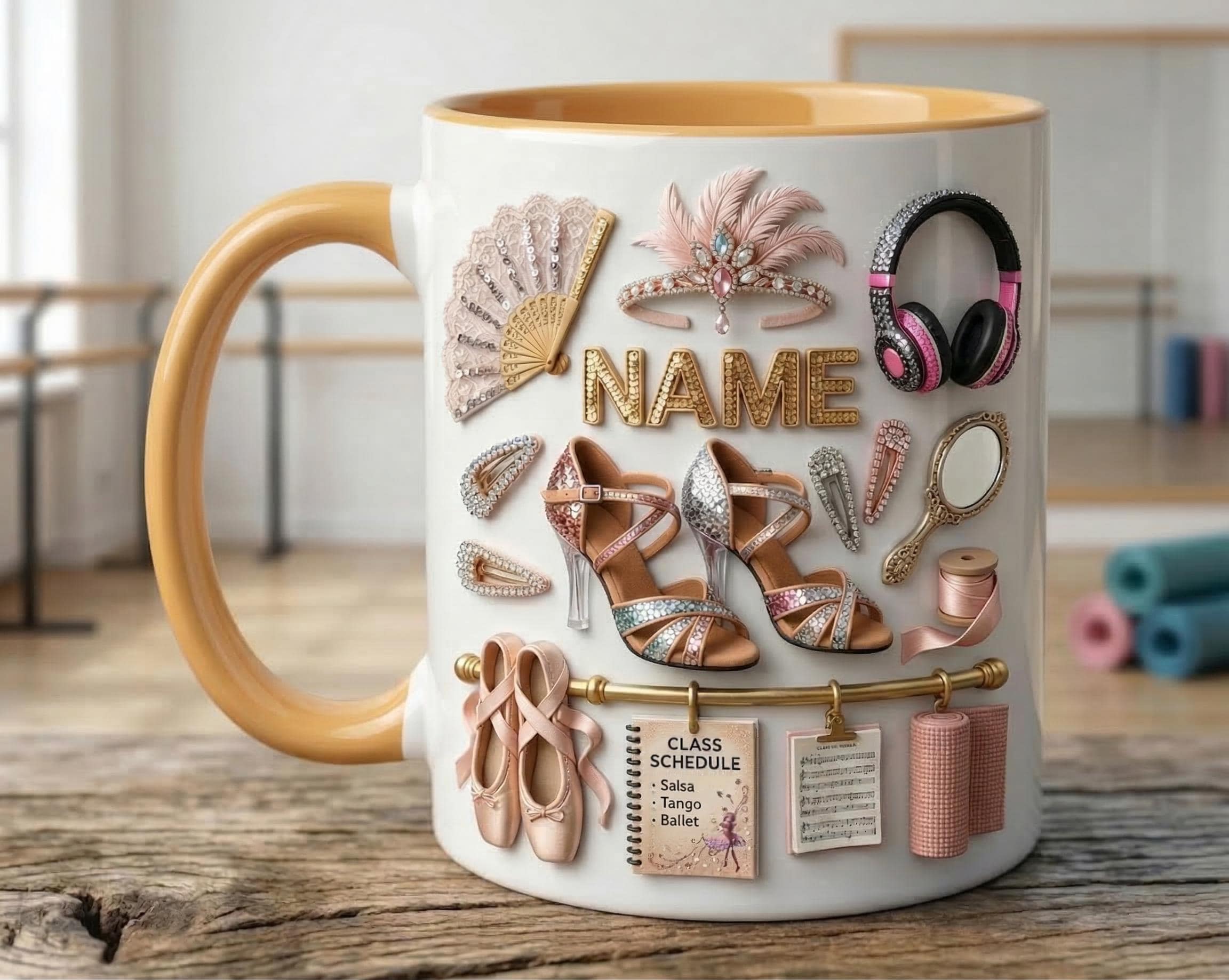 Dance Classes Mug 3D, Dance Teacher Gift, Faux 3D Mug, Dancer Mug, Studio Life Coffee Cup, Cute Gift