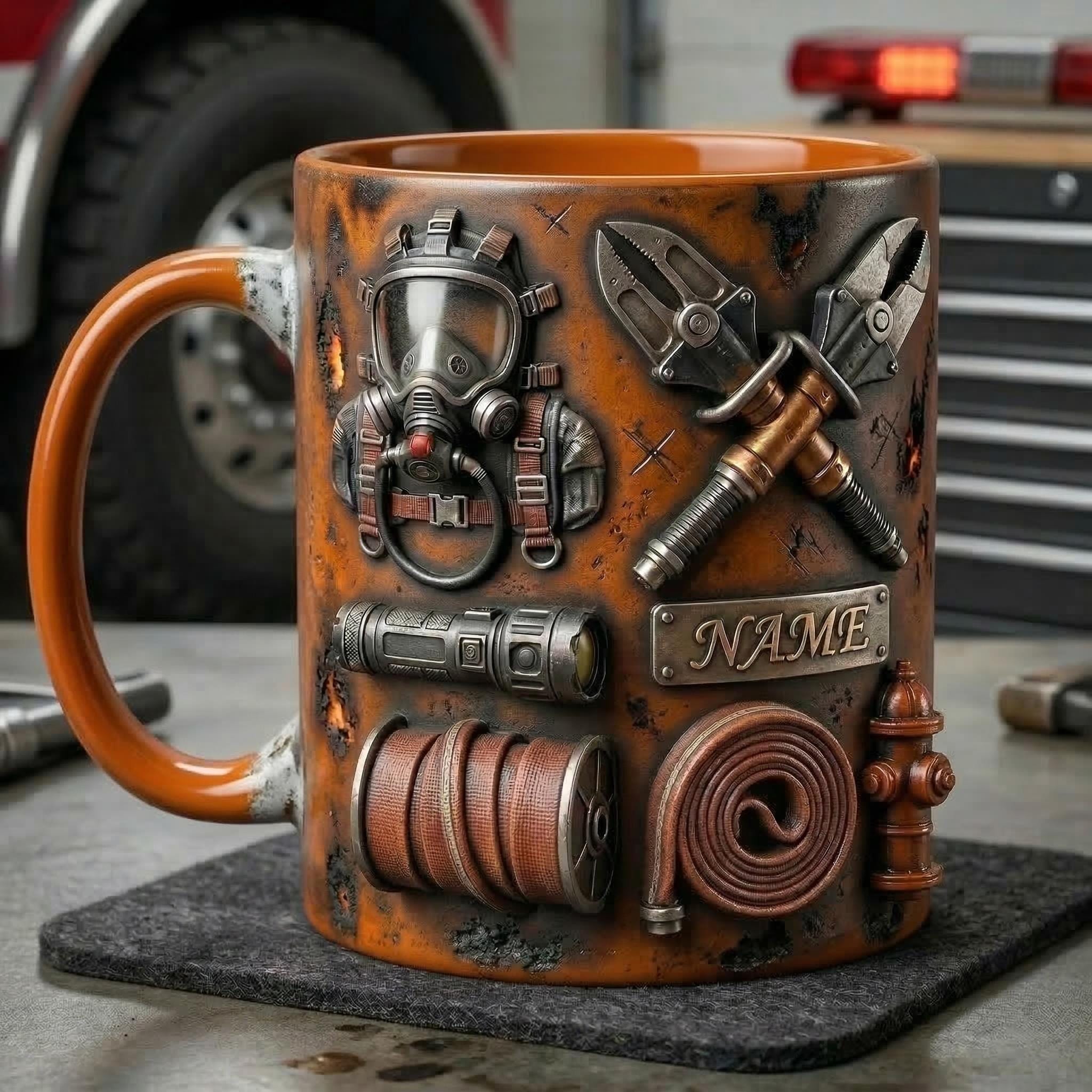 Fire Fighter Mug 3D, Faux 3D Mug, Firefighter Gift, Hero Coffee Mug, Fireman Appreciation Gift, Daily Mug