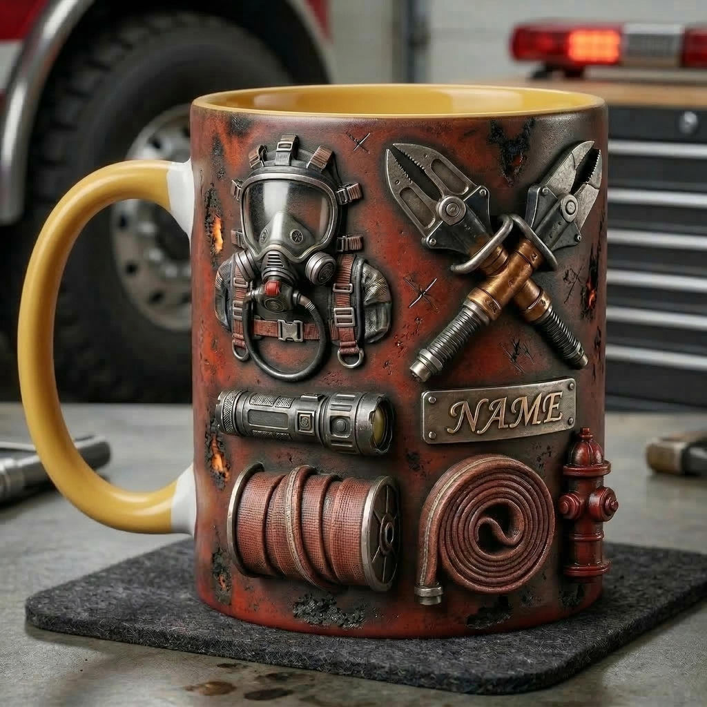 Fire Fighter Mug 3D, Faux 3D Mug, Firefighter Gift, Hero Coffee Mug, Fireman Appreciation Gift, Daily Mug