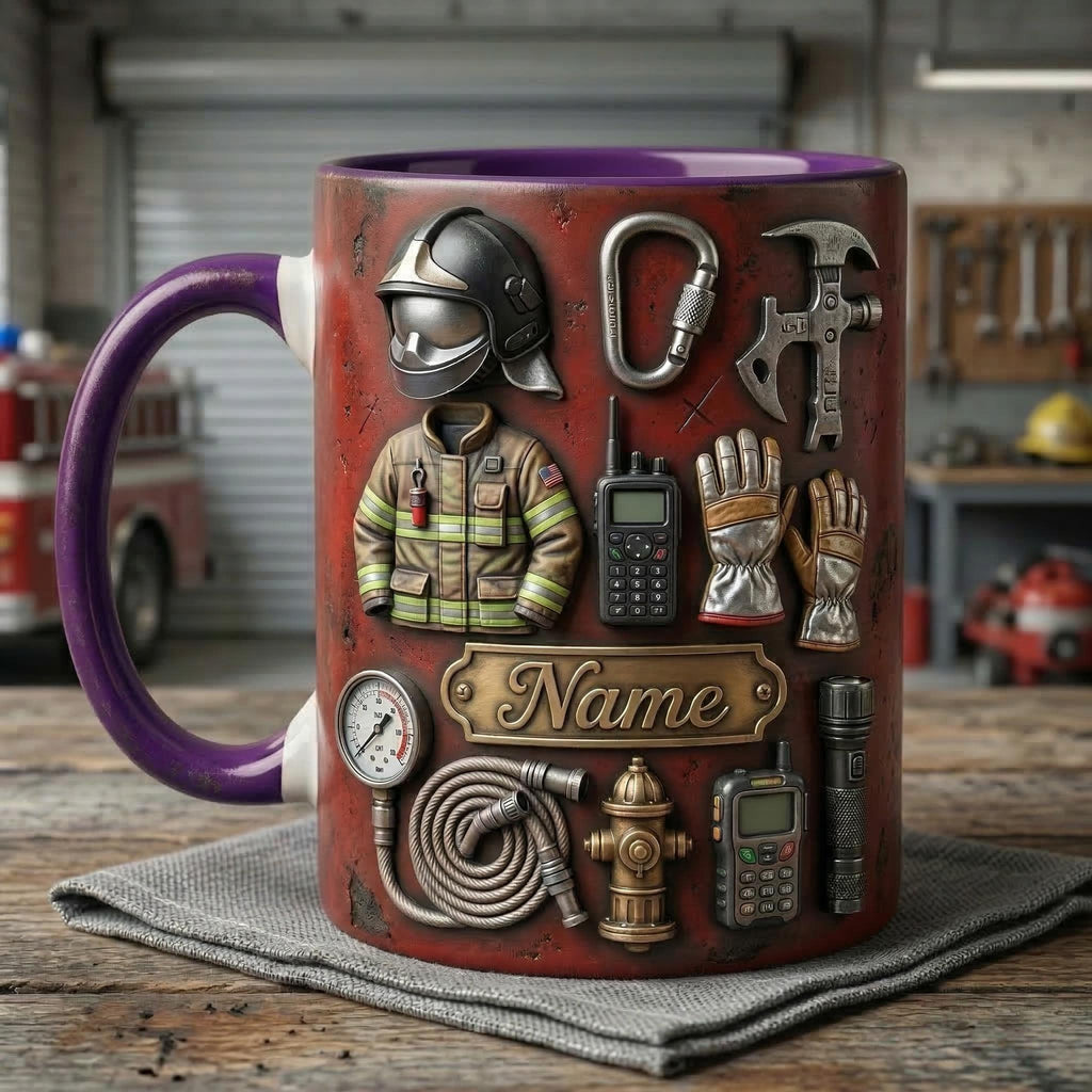 Fire Fighter Mug 3D, Faux 3D Mug, Firefighter Appreciation Gift, Fireman Mug, Rescue Hero Coffee Cup, Gift Idea