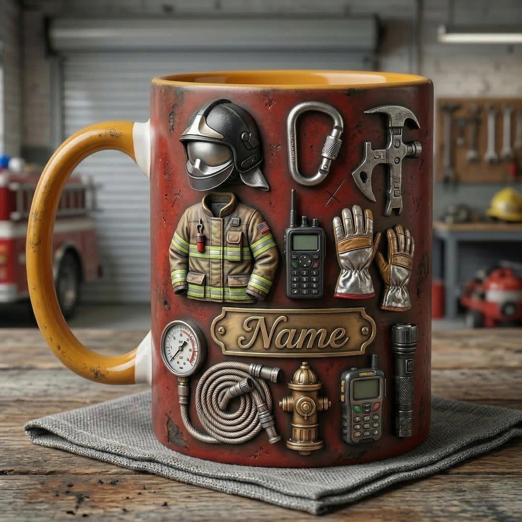 Fire Fighter Mug 3D, Faux 3D Mug, Firefighter Appreciation Gift, Fireman Mug, Rescue Hero Coffee Cup, Gift Idea