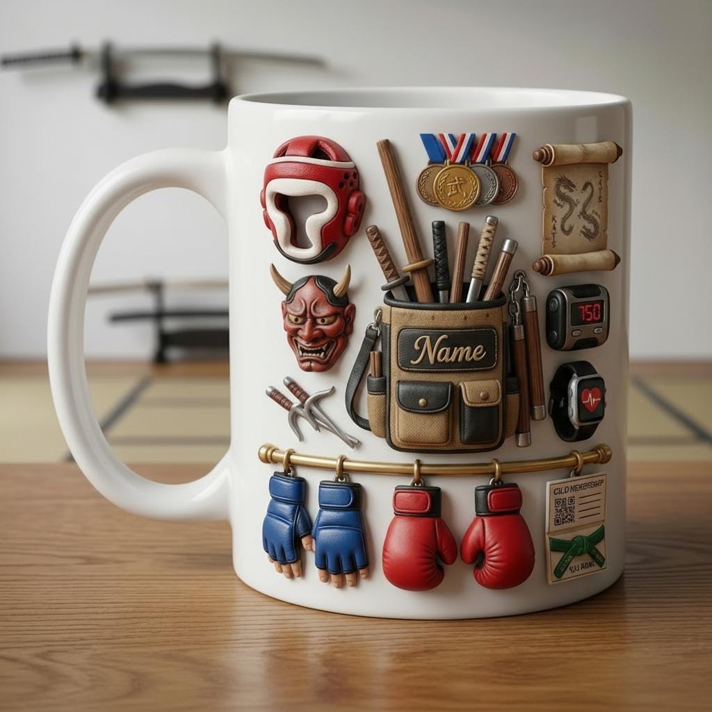 Martial Arts Mug 3D, Karate Lover Mug, Faux 3D Mug, Martial Artist Gift, Dojo Coffee Cup, Daily Mug
