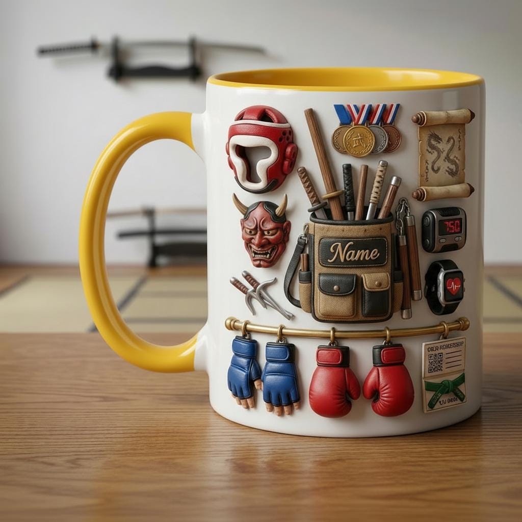 Martial Arts Mug 3D, Karate Lover Mug, Faux 3D Mug, Martial Artist Gift, Dojo Coffee Cup, Daily Mug