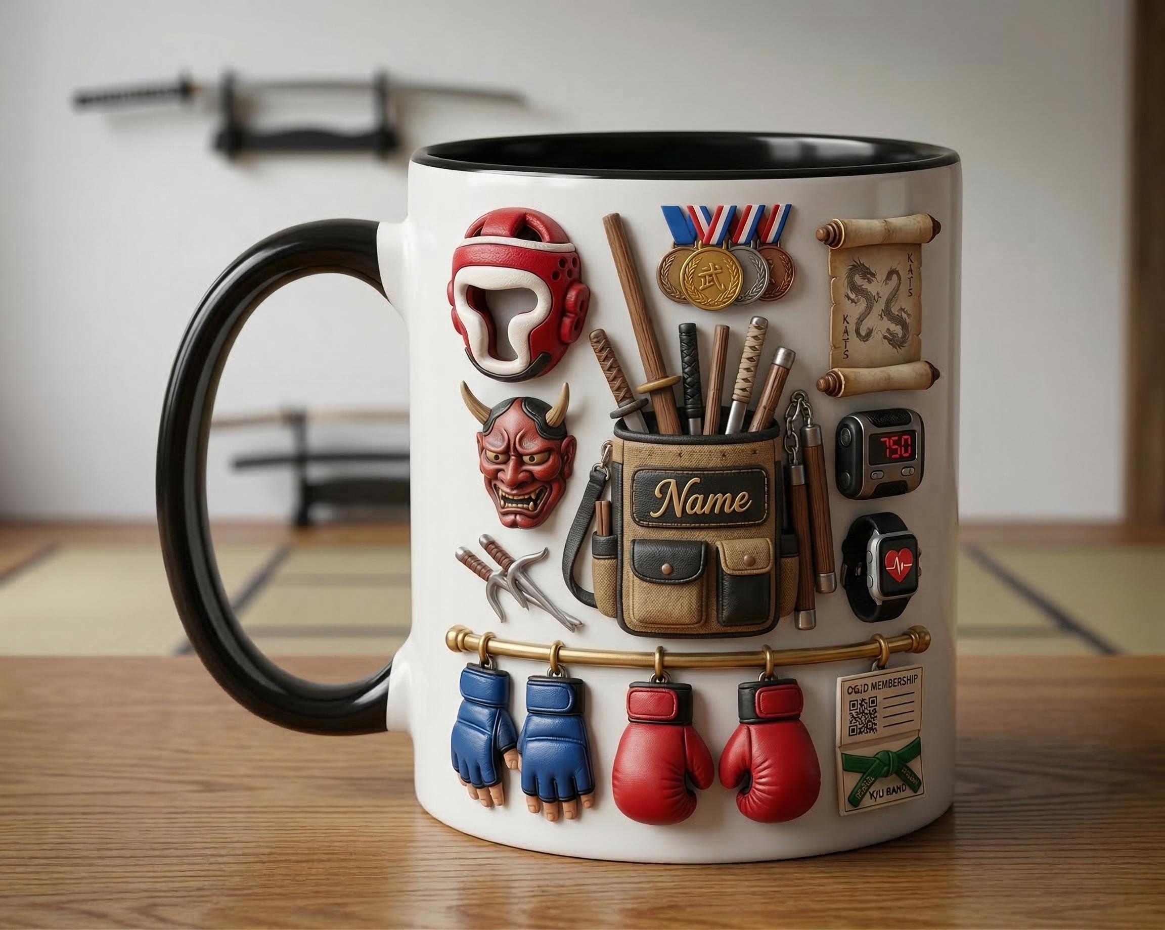 Martial Arts Mug 3D, Karate Lover Mug, Faux 3D Mug, Martial Artist Gift, Dojo Coffee Cup, Daily Mug