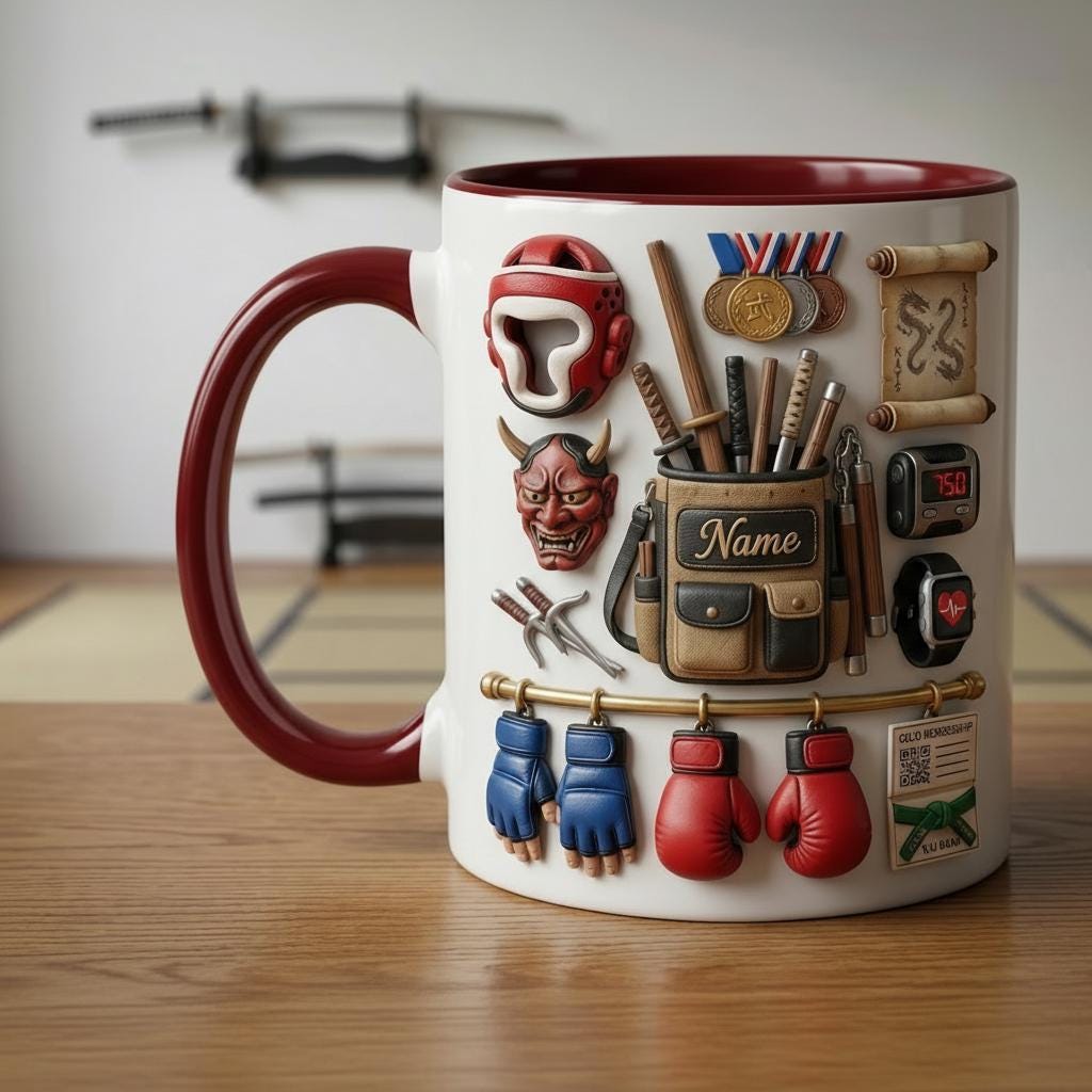 Martial Arts Mug 3D, Karate Lover Mug, Faux 3D Mug, Martial Artist Gift, Dojo Coffee Cup, Daily Mug