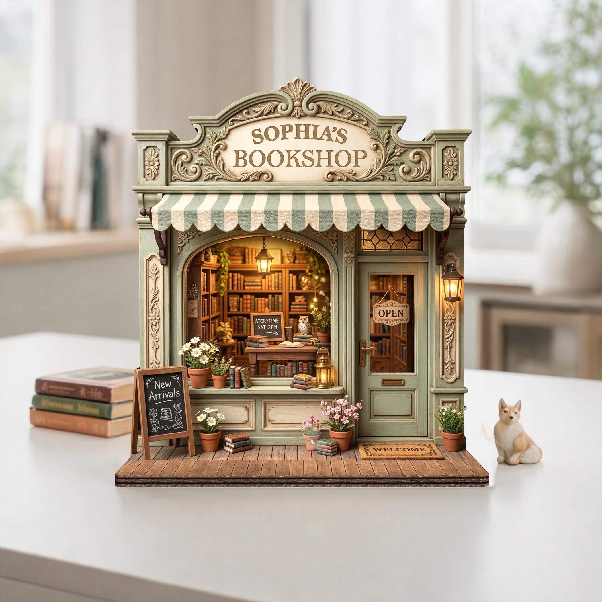 Custom Bookshop Wooden Sign,Library Book Lover Reader Gift,Reading Nook Bookshelf Decor,Bookstore Storefront Shelf Sitter,Bookish Gift